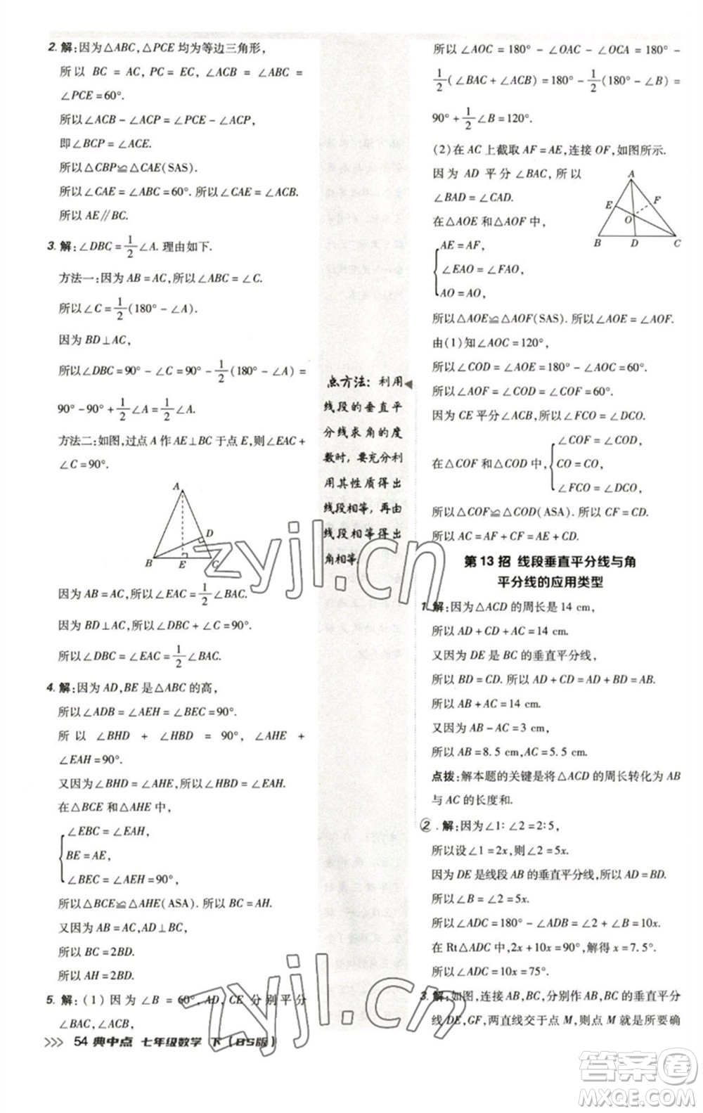 陜西人民教育出版社2023綜合應(yīng)用創(chuàng)新題典中點(diǎn)七年級(jí)數(shù)學(xué)下冊北師大版參考答案