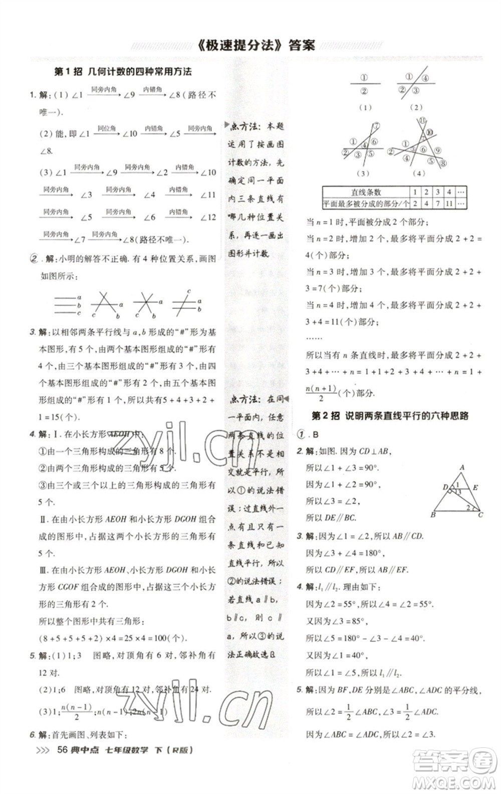 陜西人民教育出版社2023綜合應(yīng)用創(chuàng)新題典中點(diǎn)七年級(jí)數(shù)學(xué)下冊(cè)人教版參考答案