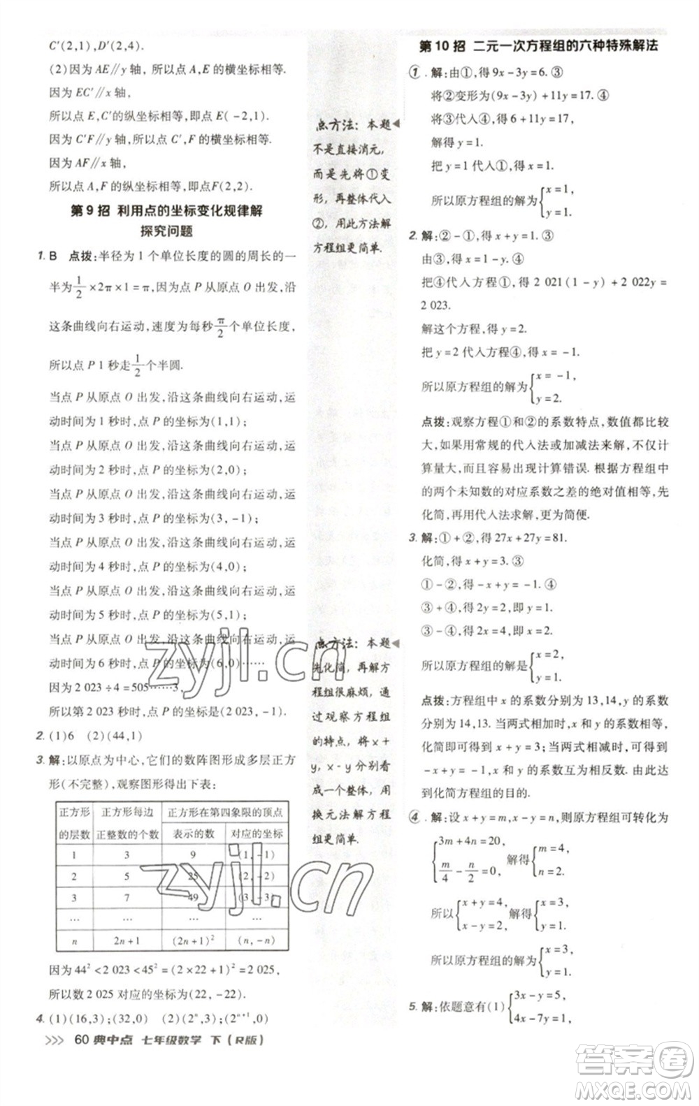 陜西人民教育出版社2023綜合應(yīng)用創(chuàng)新題典中點(diǎn)七年級(jí)數(shù)學(xué)下冊(cè)人教版參考答案