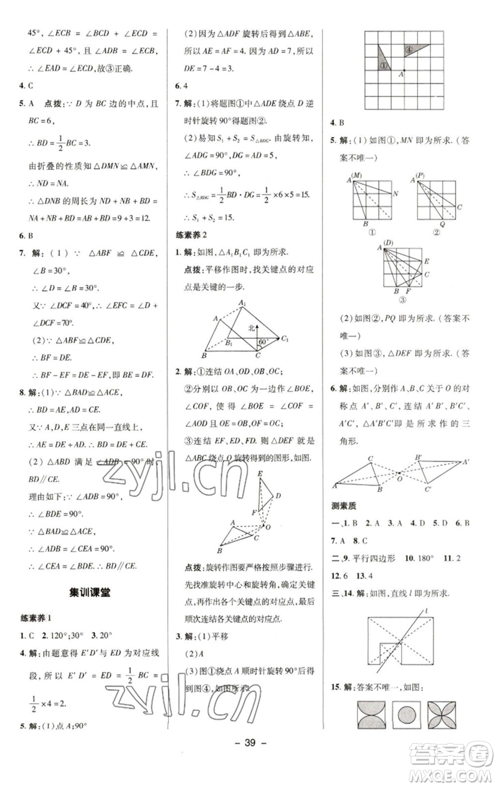 陜西人民教育出版社2023綜合應(yīng)用創(chuàng)新題典中點(diǎn)七年級(jí)數(shù)學(xué)下冊(cè)華師大版參考答案