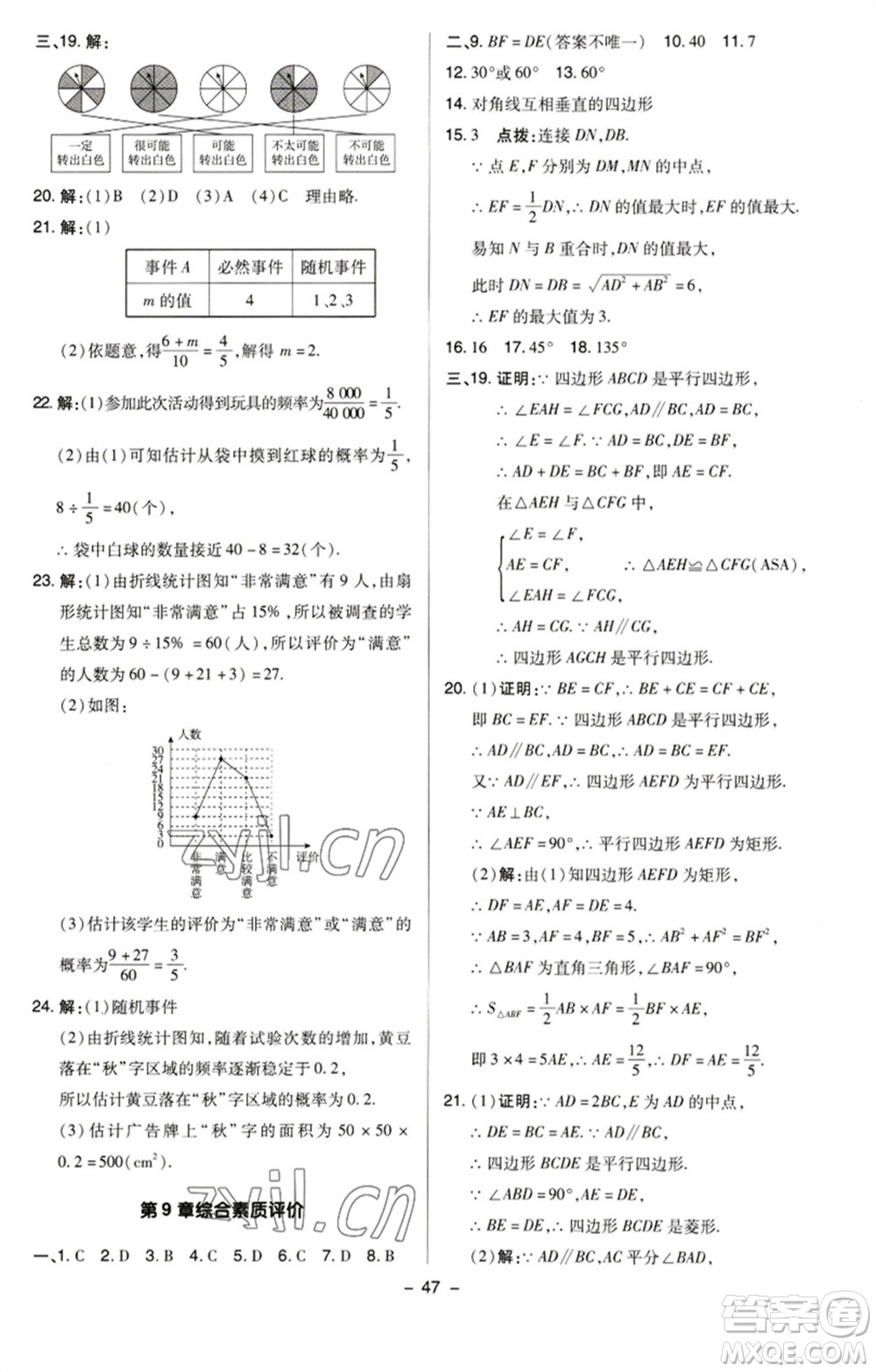 陜西人民教育出版社2023綜合應(yīng)用創(chuàng)新題典中點(diǎn)八年級數(shù)學(xué)下冊蘇科版參考答案