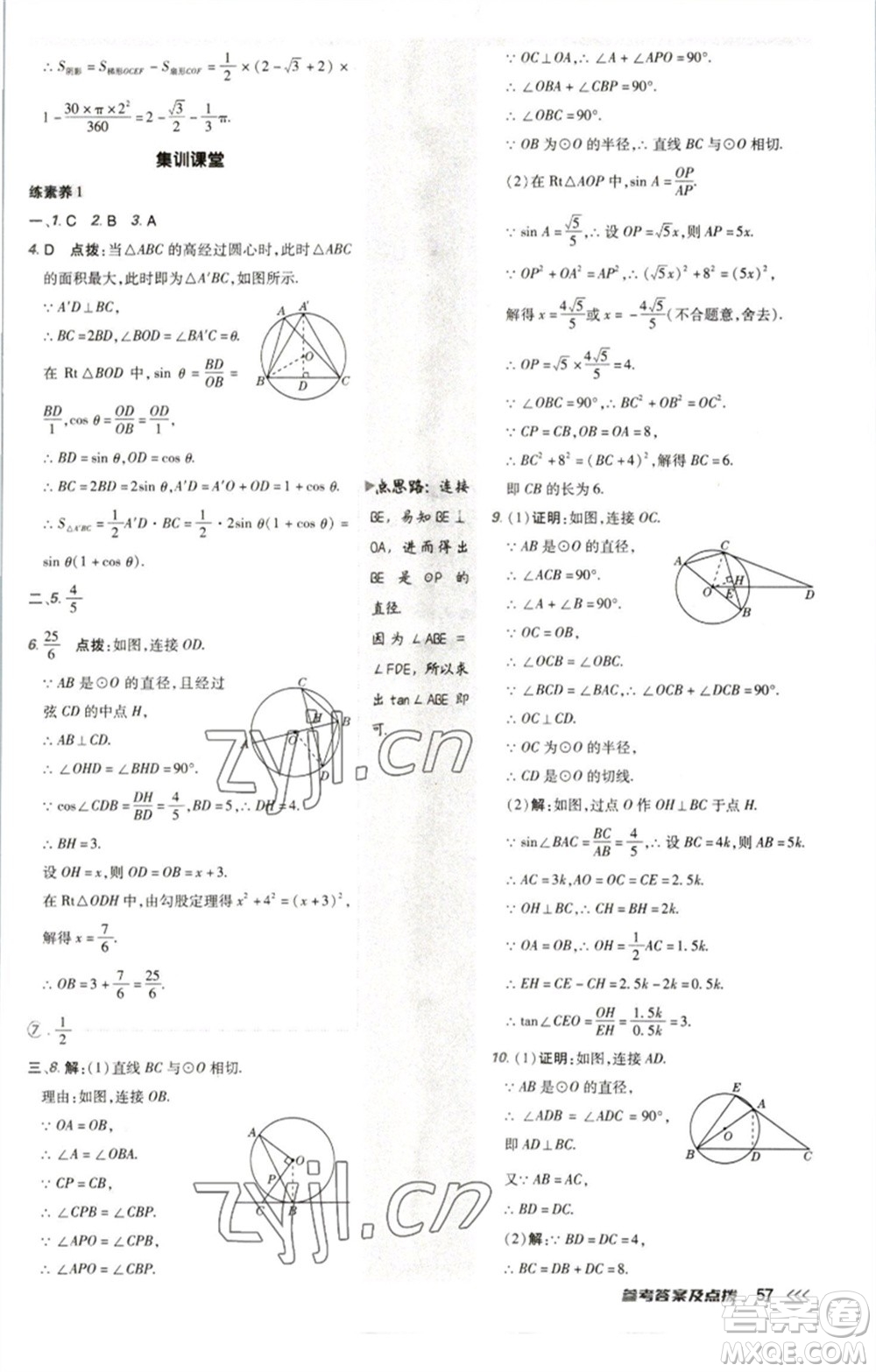 陜西人民教育出版社2023綜合應(yīng)用創(chuàng)新題典中點(diǎn)九年級數(shù)學(xué)下冊北師大版參考答案