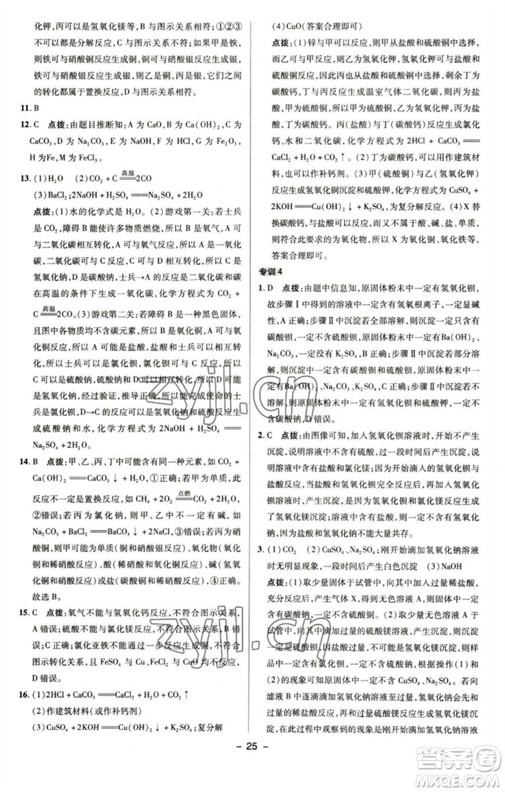 陜西人民教育出版社2023綜合應(yīng)用創(chuàng)新題典中點(diǎn)九年級化學(xué)下冊滬教版參考答案