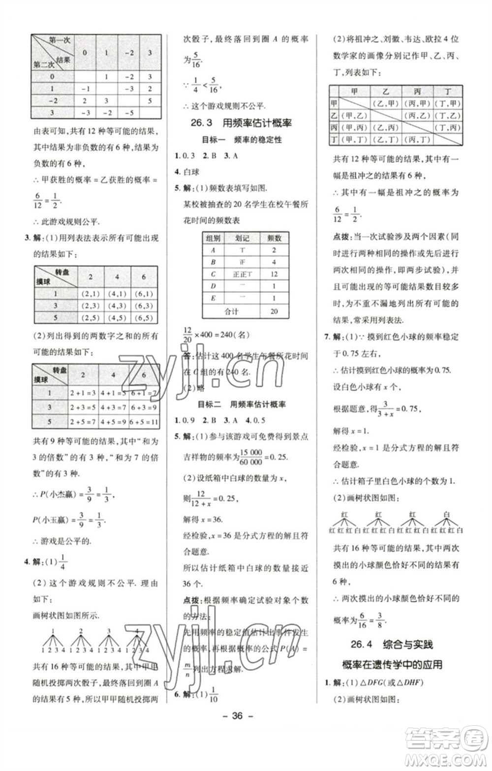 陜西人民教育出版社2023綜合應(yīng)用創(chuàng)新題典中點(diǎn)九年級(jí)數(shù)學(xué)下冊(cè)滬科版參考答案