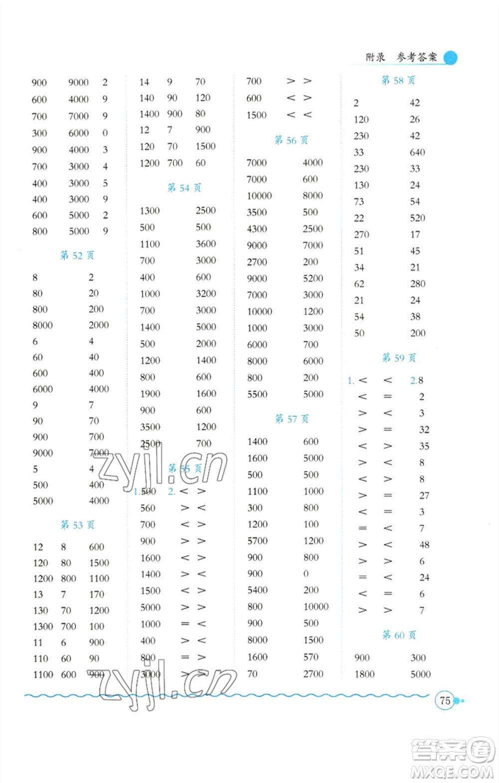 龍門書局2023黃岡小狀元口算速算練習冊二年級數(shù)學下冊人教版參考答案