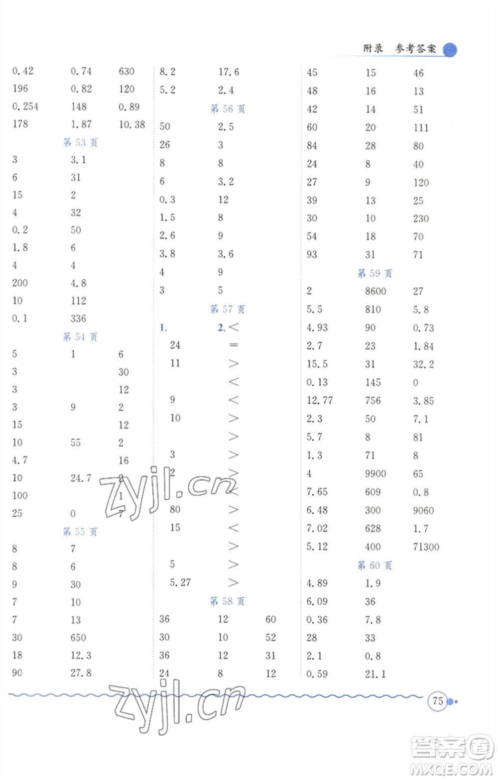 龍門(mén)書(shū)局2023黃岡小狀元口算速算練習(xí)冊(cè)四年級(jí)數(shù)學(xué)下冊(cè)北師大版參考答案