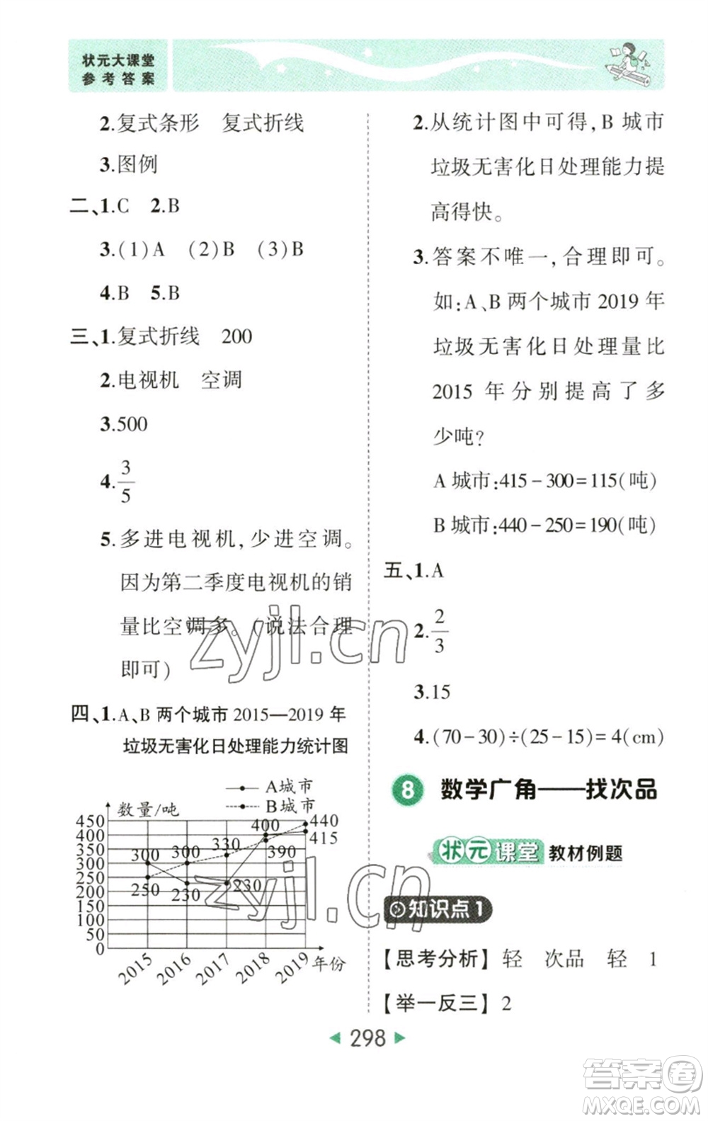 西安出版社2023春季狀元成才路狀元大課堂五年級(jí)數(shù)學(xué)下冊(cè)人教版參考答案