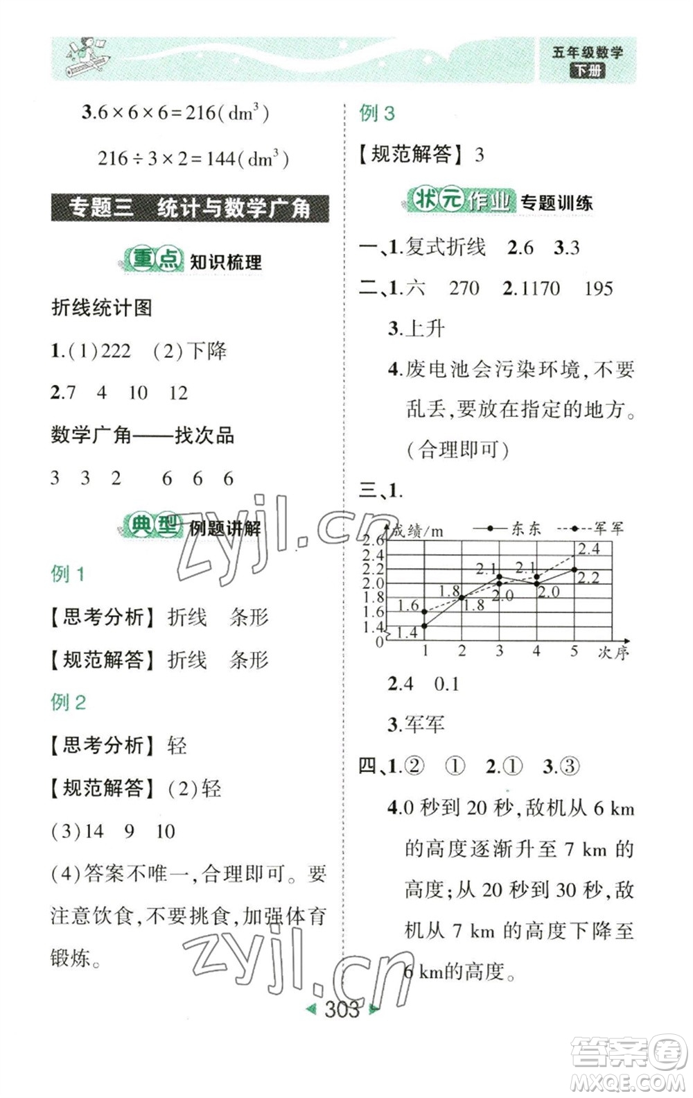 西安出版社2023春季狀元成才路狀元大課堂五年級(jí)數(shù)學(xué)下冊(cè)人教版參考答案