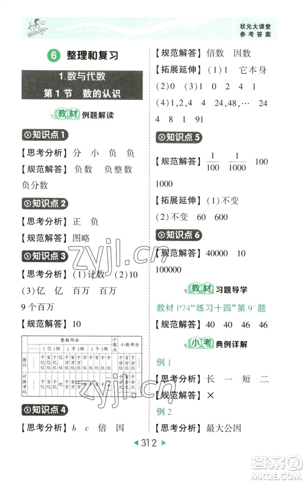 西安出版社2023春季狀元成才路狀元大課堂六年級數學下冊人教版參考答案