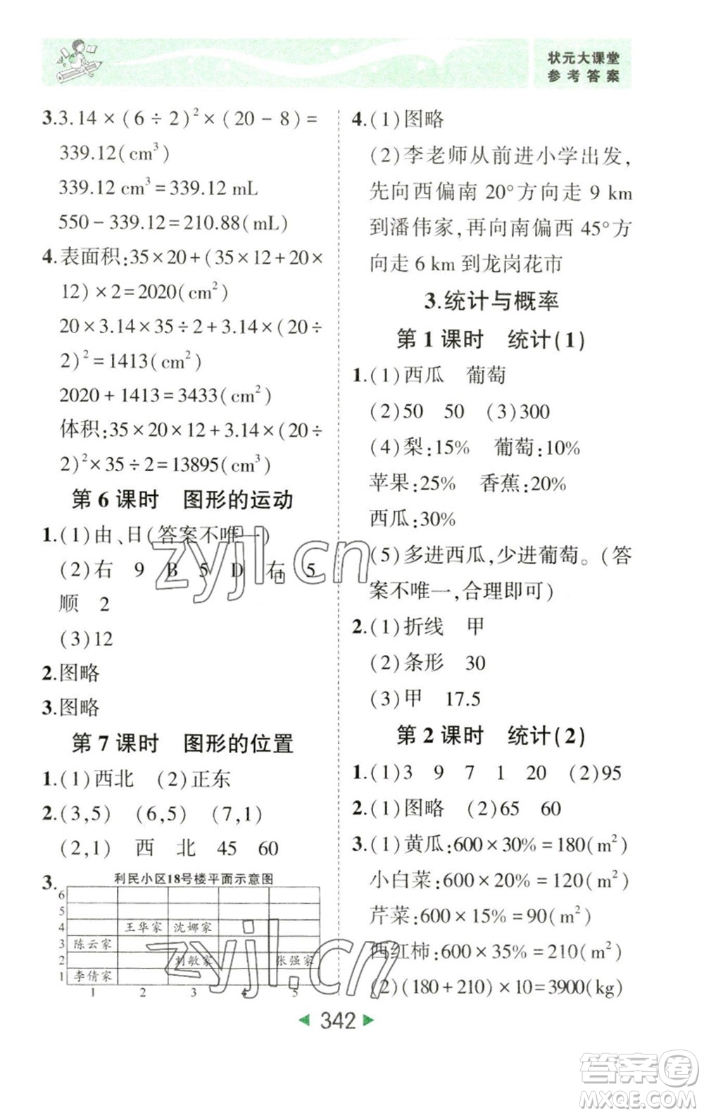 西安出版社2023春季狀元成才路狀元大課堂六年級數學下冊人教版參考答案