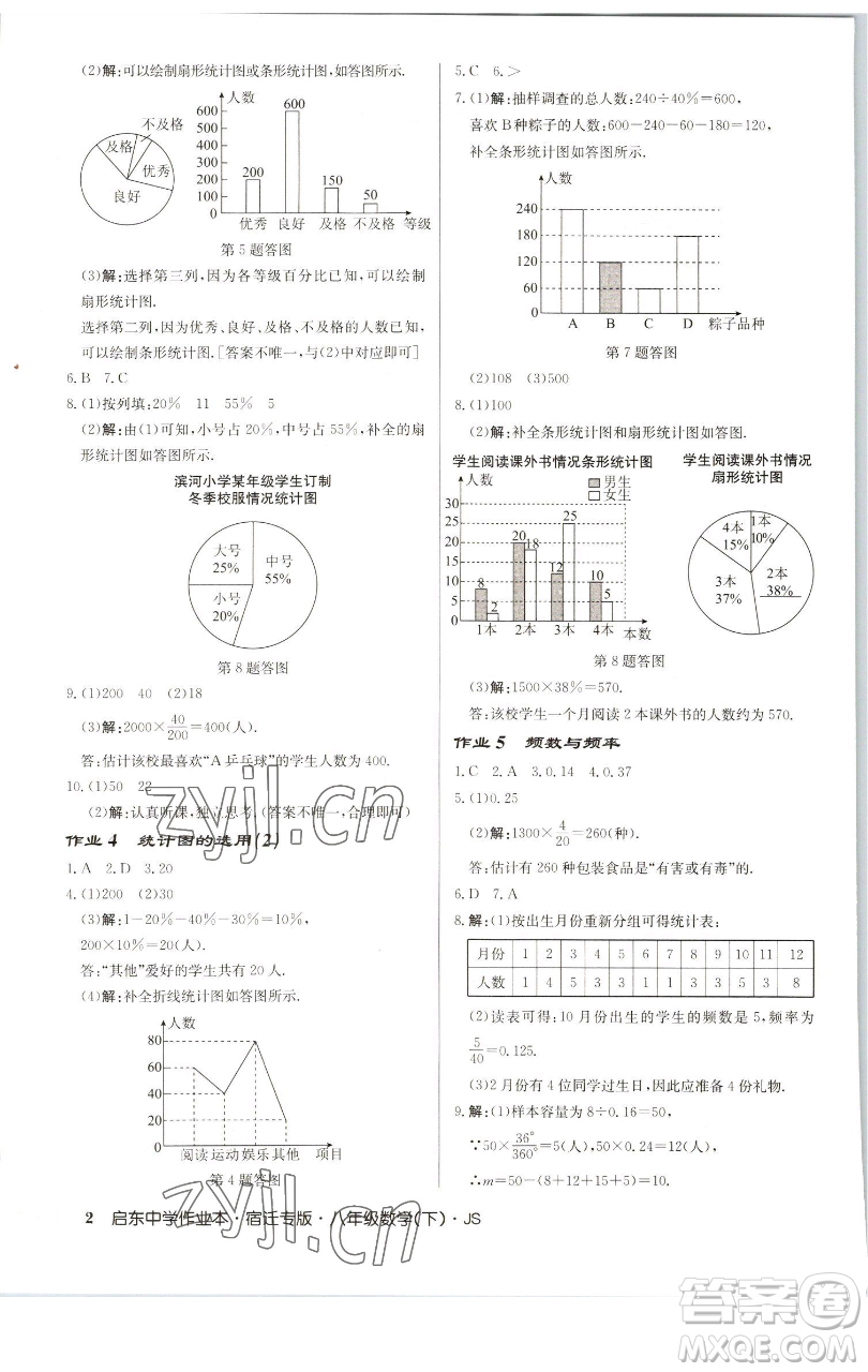 龍門書局2023啟東中學(xué)作業(yè)本八年級(jí)下冊(cè)數(shù)學(xué)蘇科版宿遷專版參考答案