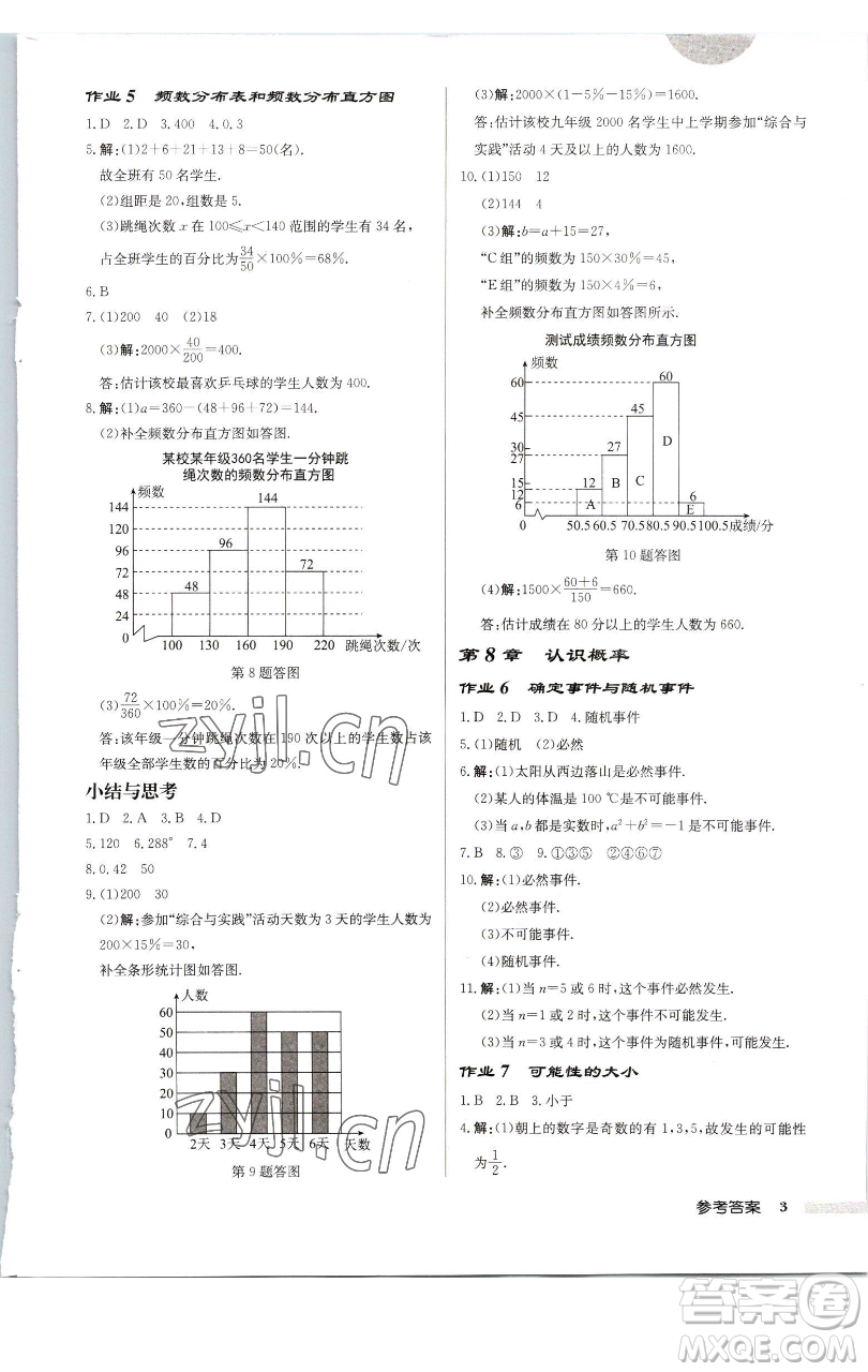 龍門書局2023啟東中學(xué)作業(yè)本八年級下冊數(shù)學(xué)江蘇版徐州專版參考答案