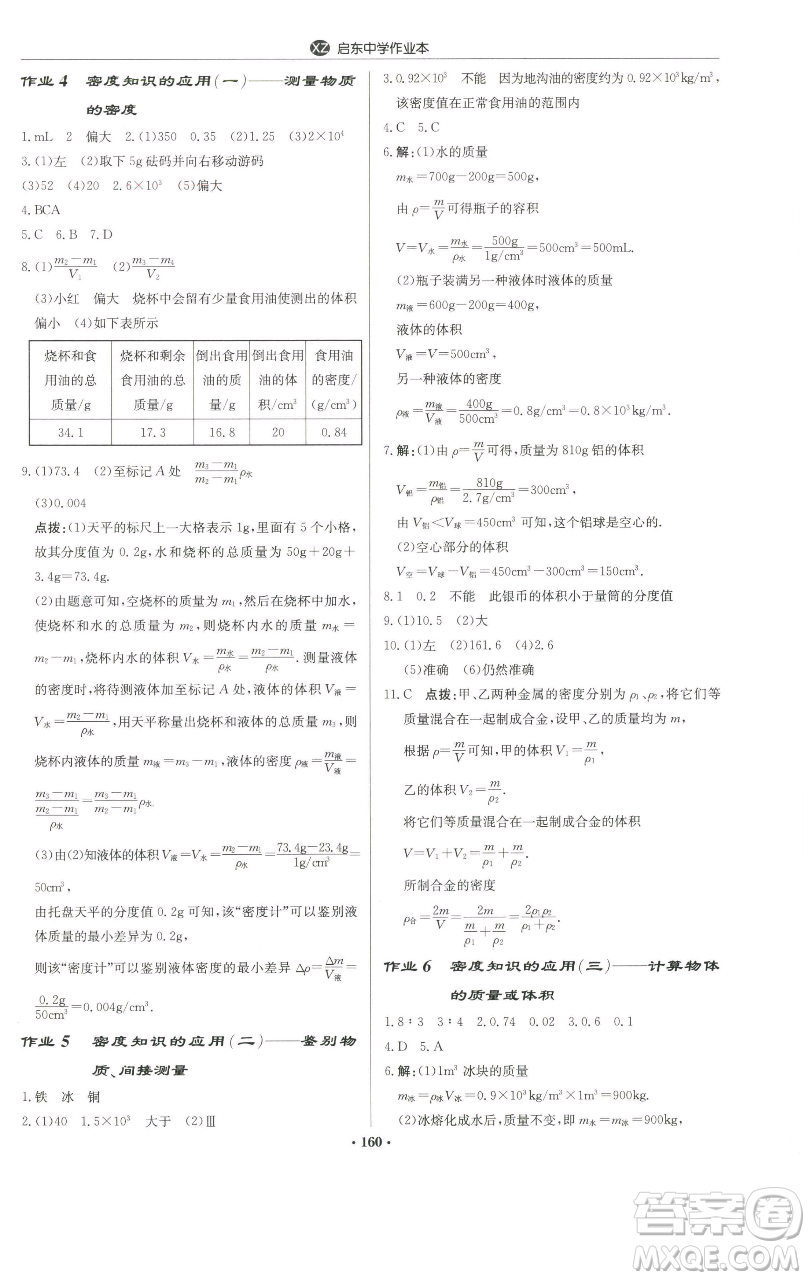 龍門(mén)書(shū)局2023啟東中學(xué)作業(yè)本八年級(jí)下冊(cè)物理蘇科版徐州專(zhuān)版參考答案