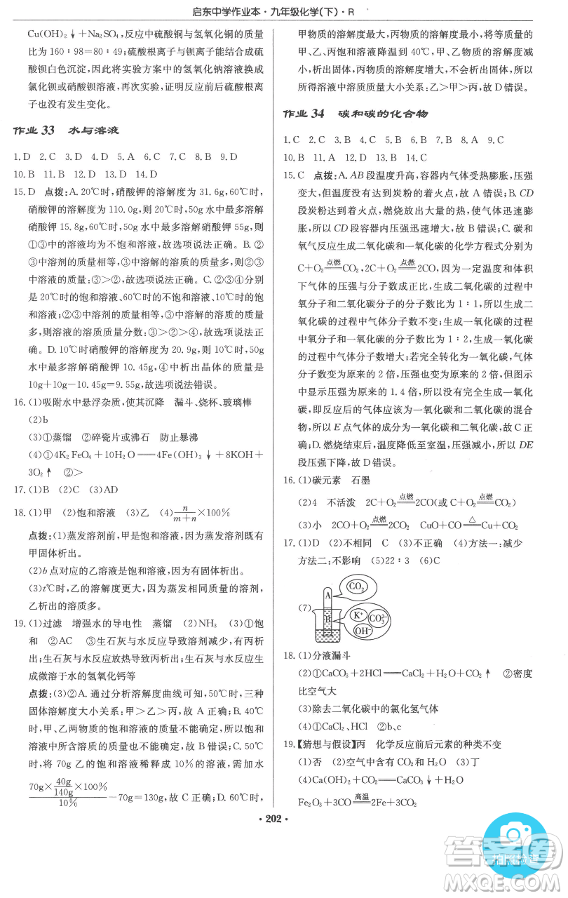 龍門書局2023啟東中學(xué)作業(yè)本九年級下冊化學(xué)人教版參考答案