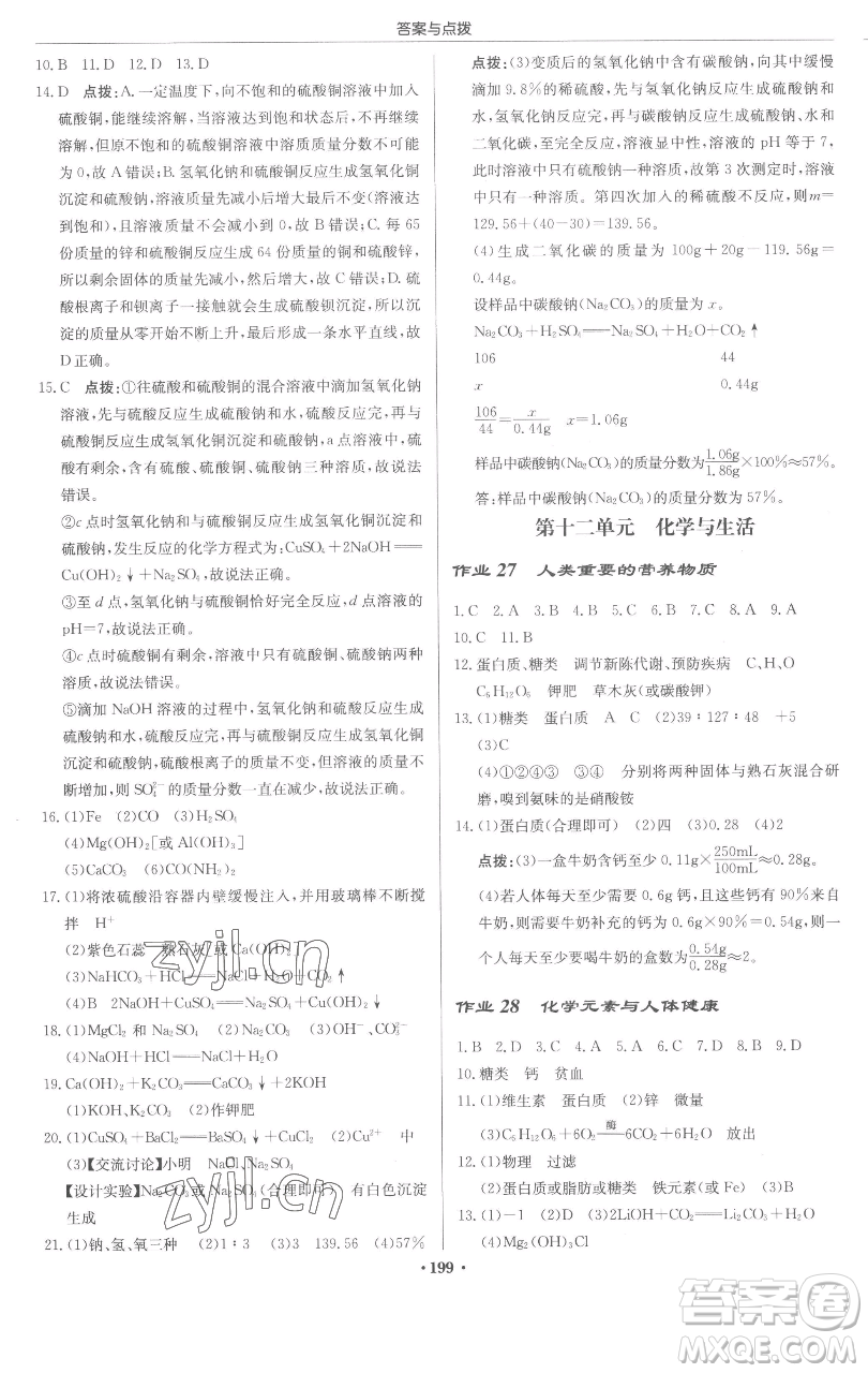 龍門書局2023啟東中學(xué)作業(yè)本九年級下冊化學(xué)人教版蘇北專版參考答案