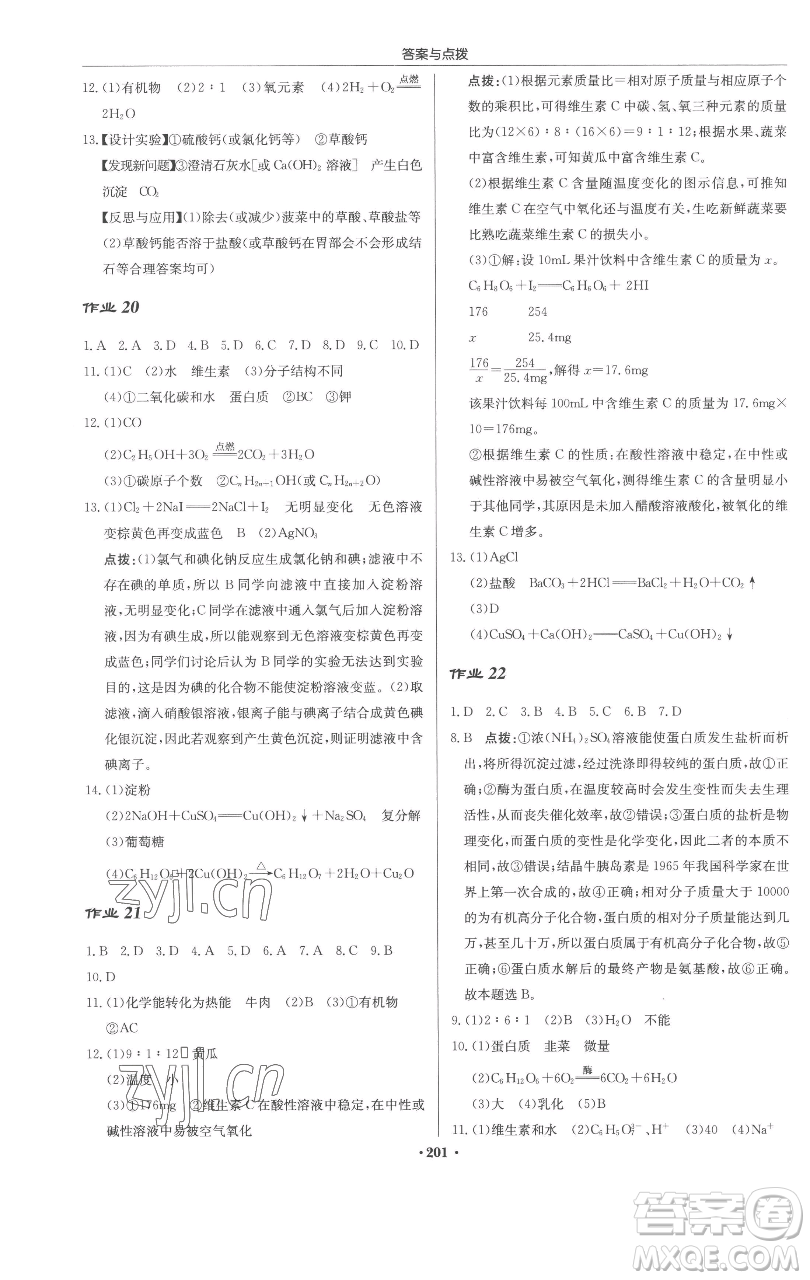 龍門書局2023啟東中學作業(yè)本九年級下冊化學滬教版參考答案