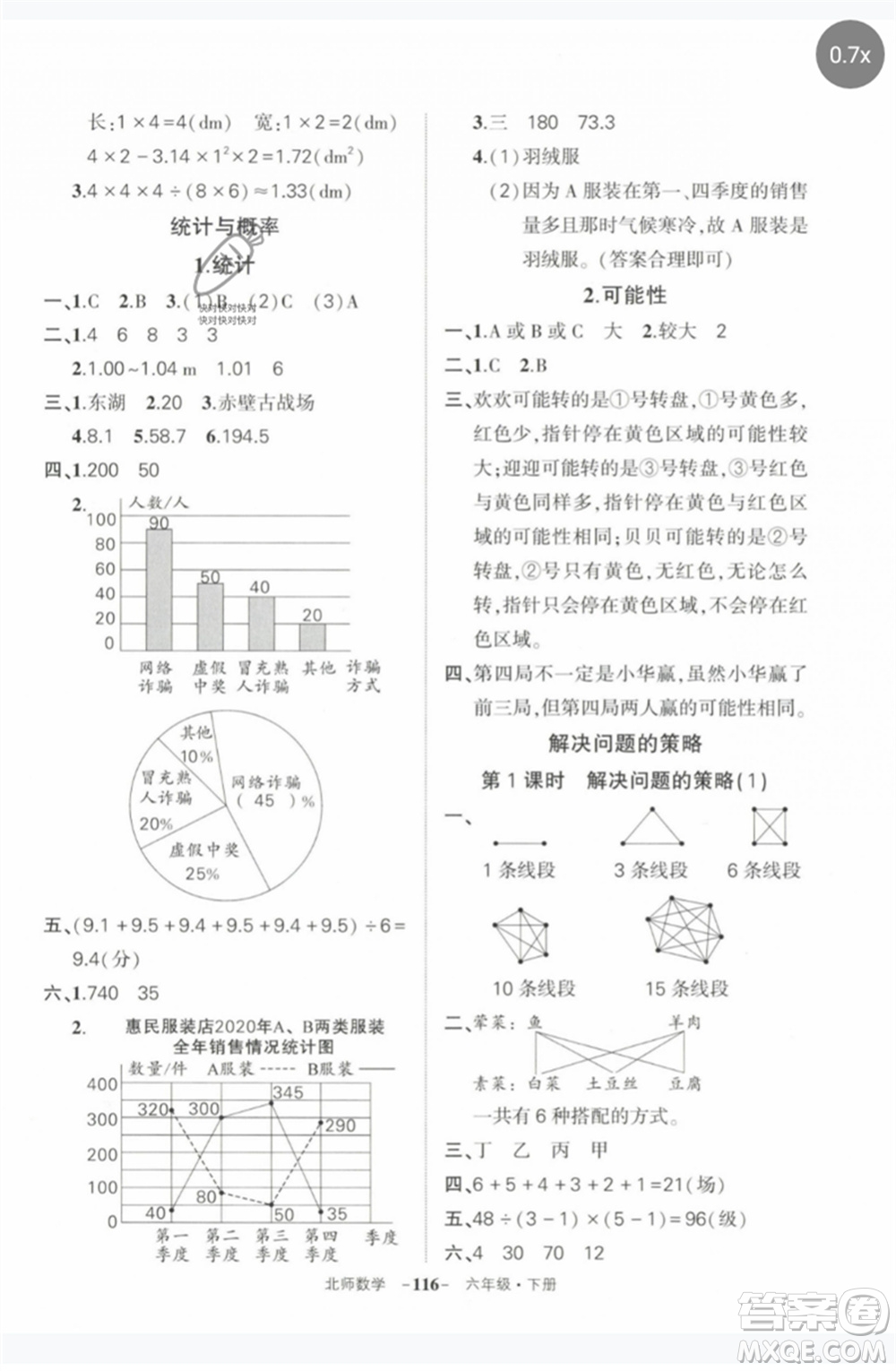 西安出版社2023狀元成才路創(chuàng)優(yōu)作業(yè)100分六年級(jí)數(shù)學(xué)下冊(cè)北師大版參考答案