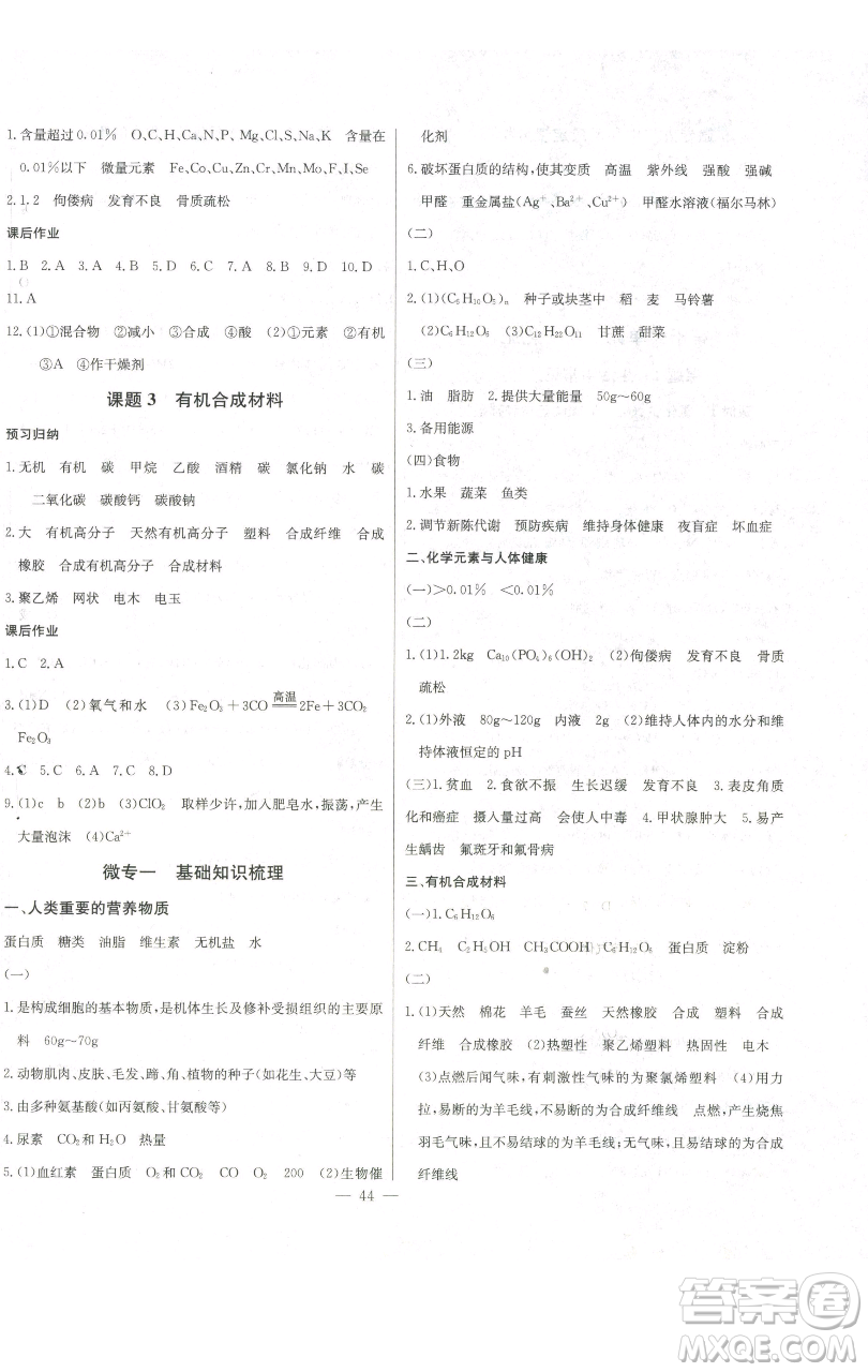 長江少年兒童出版社2023思維新觀察九年級下冊化學(xué)人教版參考答案