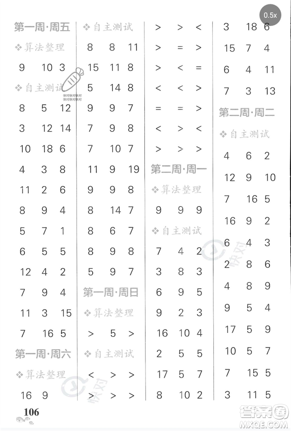 遼寧教育出版社2023小學(xué)學(xué)霸天天計(jì)算一年級(jí)數(shù)學(xué)下冊(cè)蘇教版河南專版參考答案