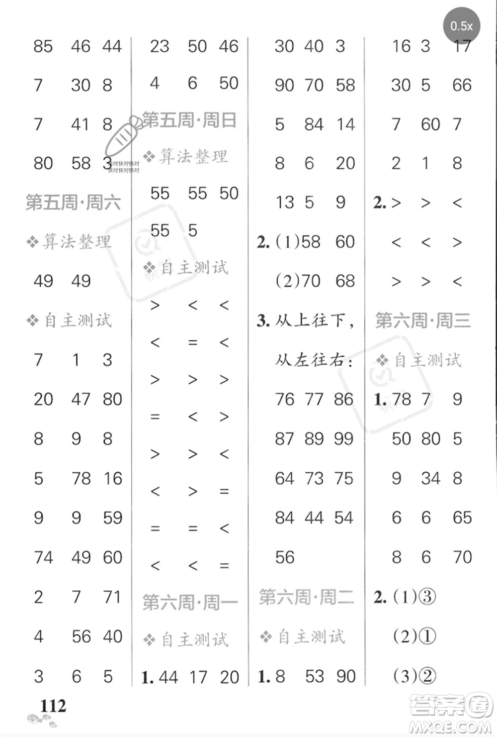 遼寧教育出版社2023小學(xué)學(xué)霸天天計(jì)算一年級(jí)數(shù)學(xué)下冊(cè)蘇教版河南專版參考答案