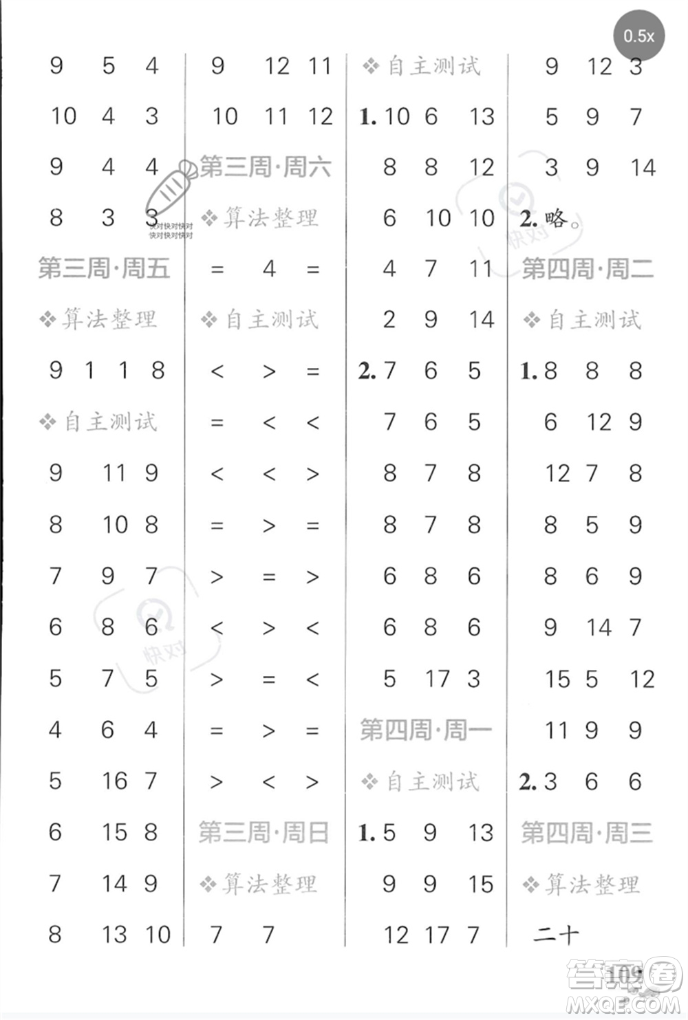 遼寧教育出版社2023小學(xué)學(xué)霸天天計(jì)算一年級(jí)數(shù)學(xué)下冊(cè)蘇教版河南專版參考答案