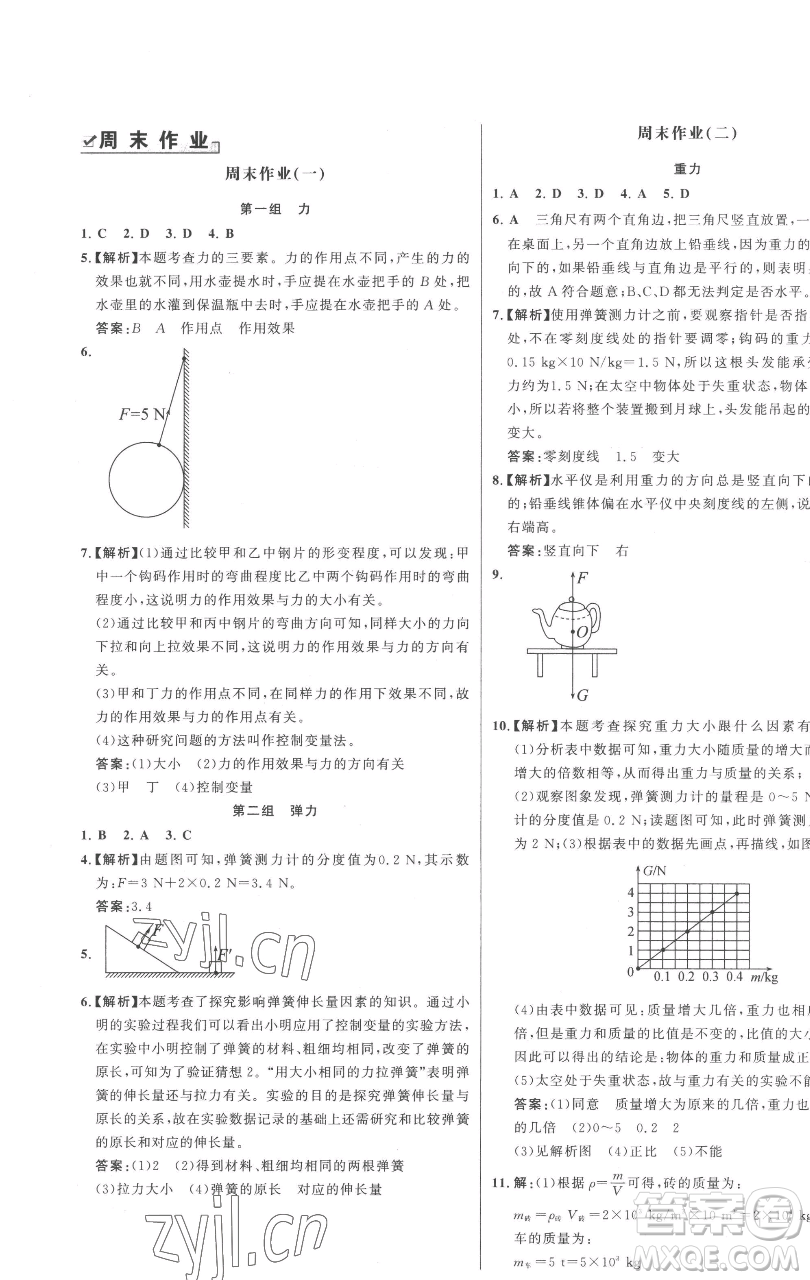 延邊大學(xué)出版社2023世紀金榜百練百勝八年級下冊物理人教版參考答案