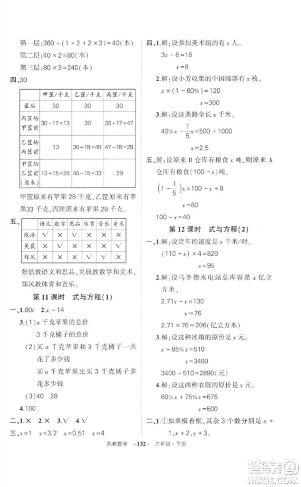 西安出版社2023狀元成才路創(chuàng)優(yōu)作業(yè)100分六年級數(shù)學下冊蘇教版參考答案