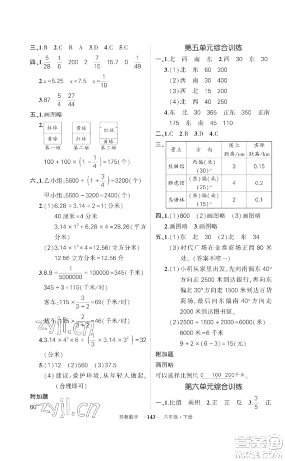 西安出版社2023狀元成才路創(chuàng)優(yōu)作業(yè)100分六年級數(shù)學下冊蘇教版參考答案