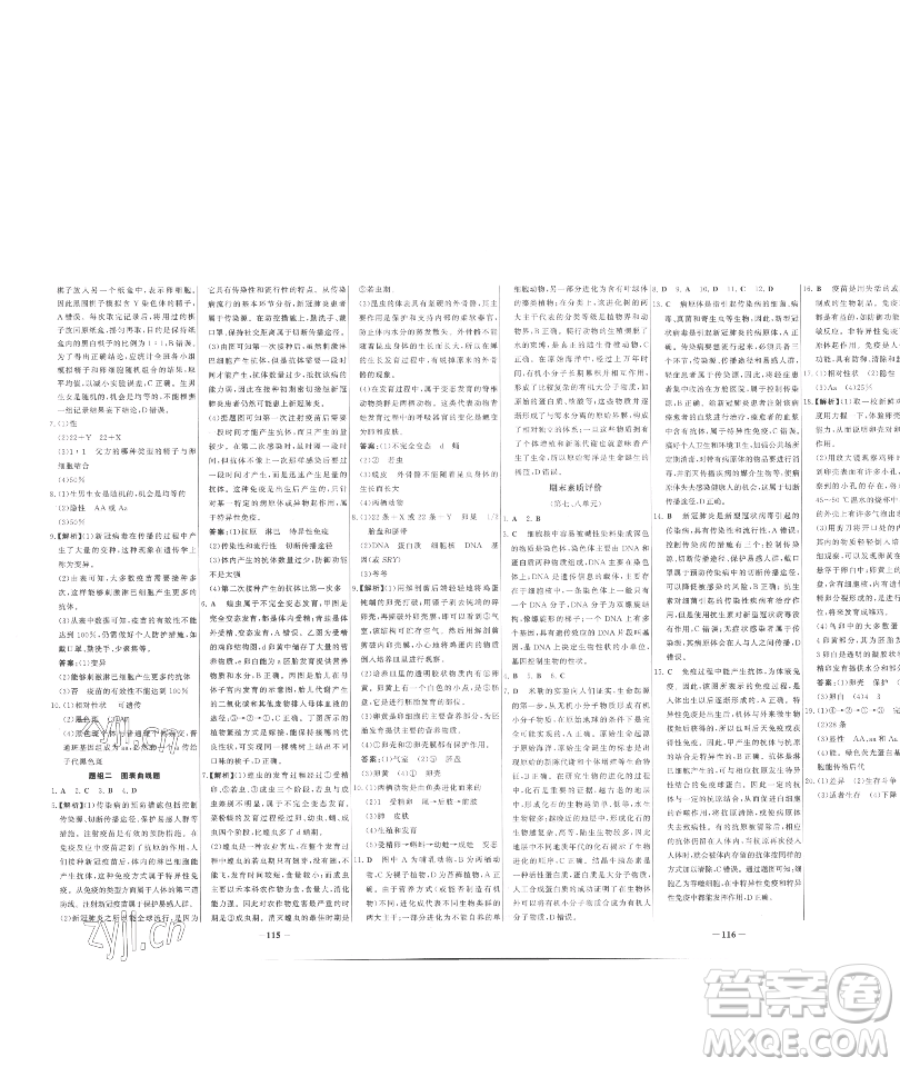 延邊大學(xué)出版社2023世紀(jì)金榜百練百勝八年級下冊生物人教版參考答案