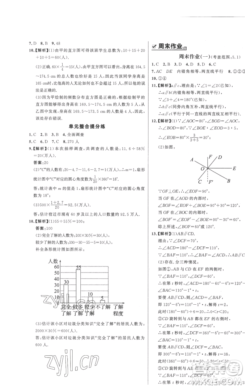 延邊大學(xué)出版社2023世紀(jì)金榜百練百勝七年級下冊數(shù)學(xué)人教版參考答案