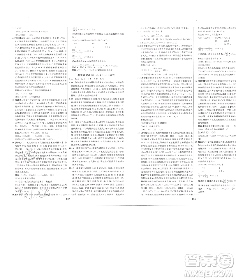 延邊大學(xué)出版社2023世紀(jì)金榜百練百勝九年級下冊化學(xué)人教版參考答案