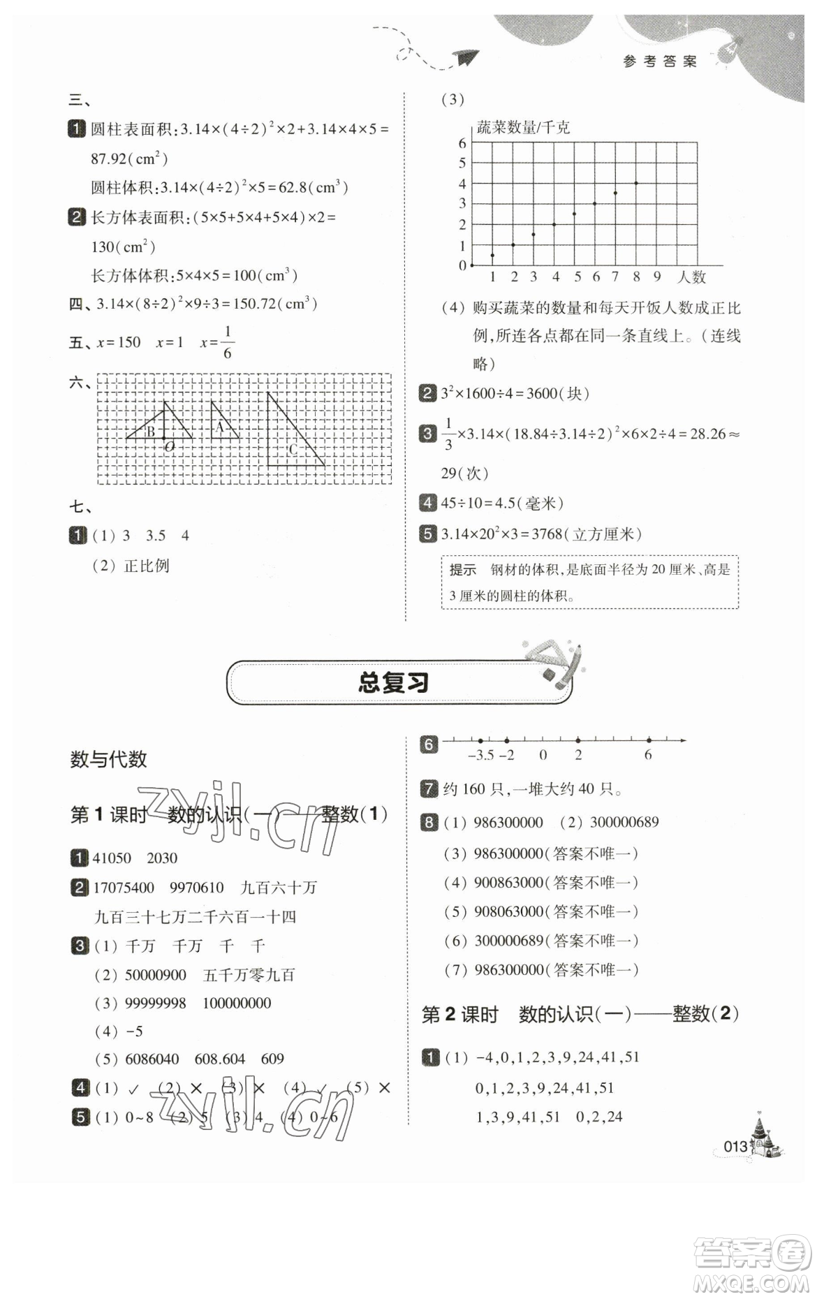 東北師范大學(xué)出版社2023北大綠卡六年級下冊數(shù)學(xué)北師大版參考答案