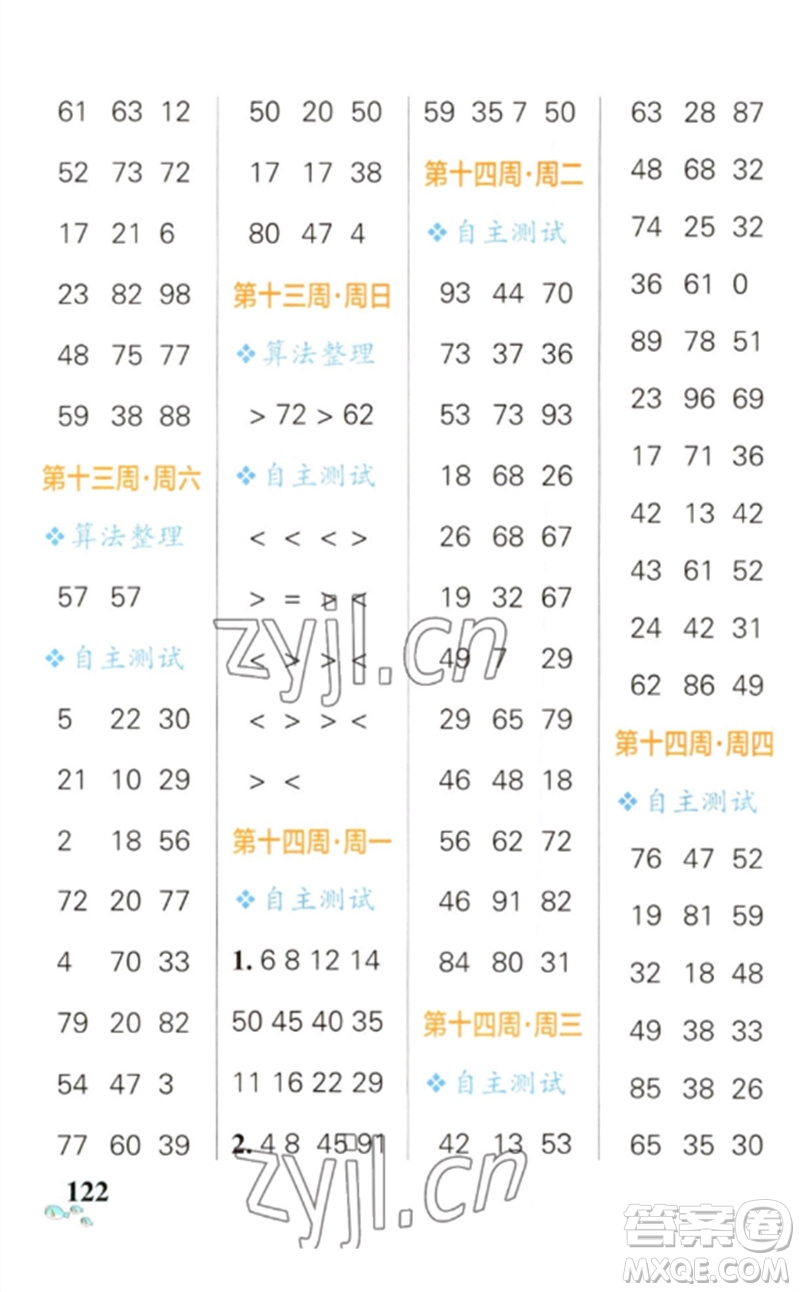 遼寧教育出版社2023小學學霸天天計算一年級數學下冊人教版參考答案