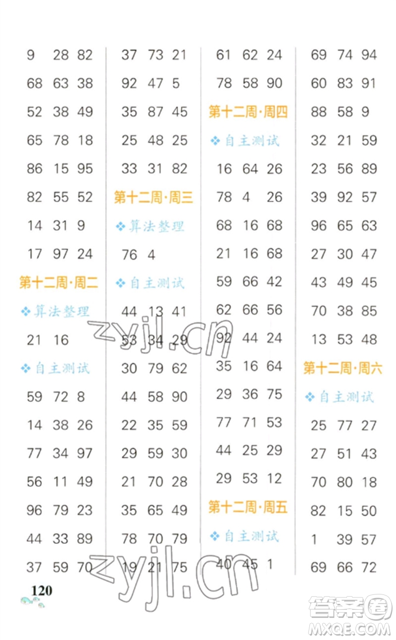 遼寧教育出版社2023小學學霸天天計算一年級數學下冊人教版參考答案