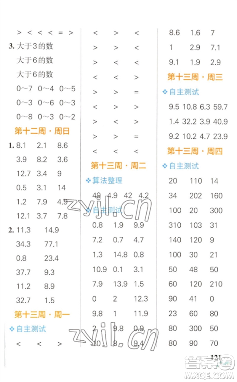 遼寧教育出版社2023小學學霸天天計算三年級數(shù)學下冊人教版參考答案