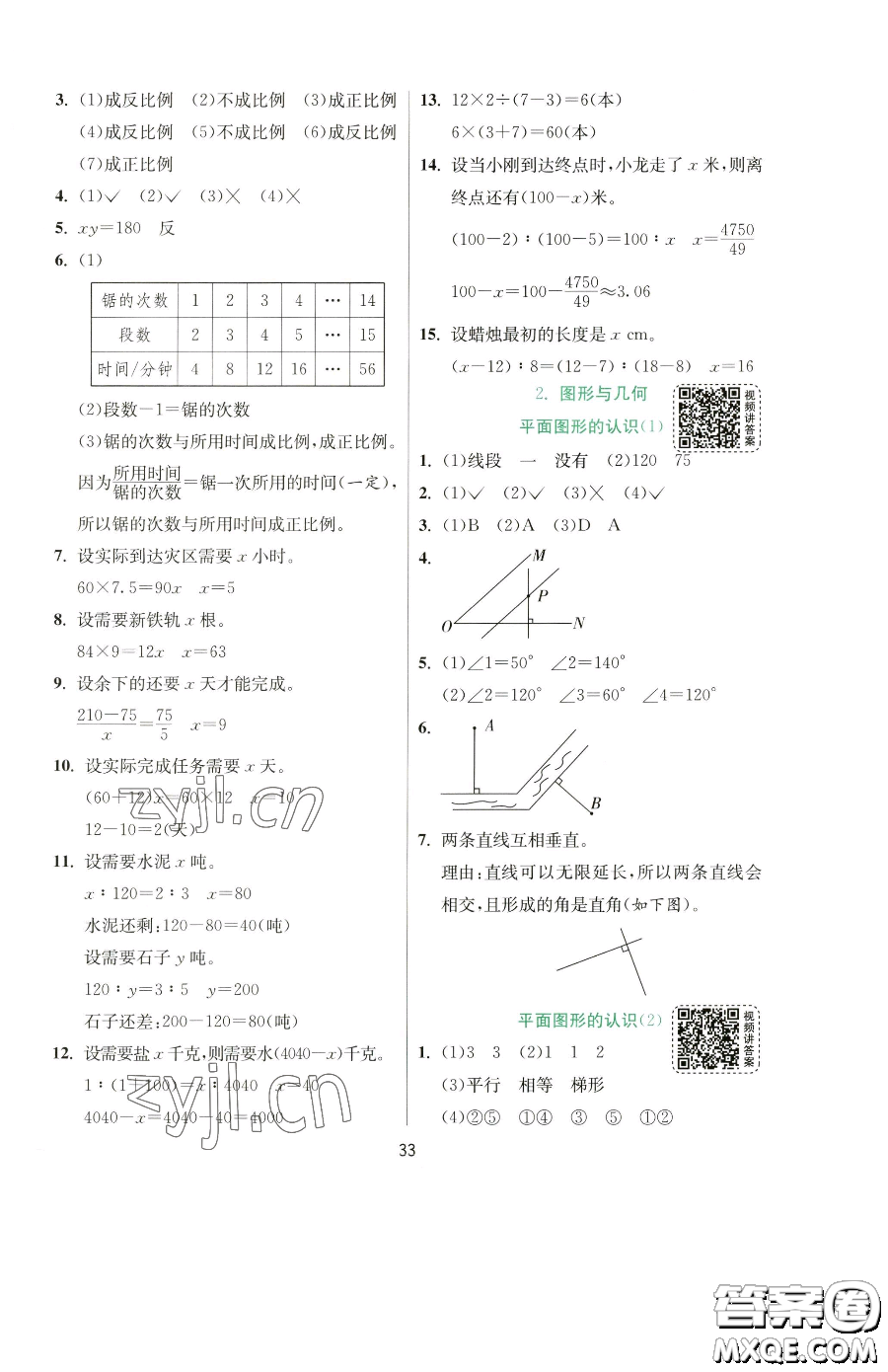 江蘇人民出版社2023實(shí)驗(yàn)班提優(yōu)訓(xùn)練六年級(jí)下冊(cè)數(shù)學(xué)蘇教版參考答案