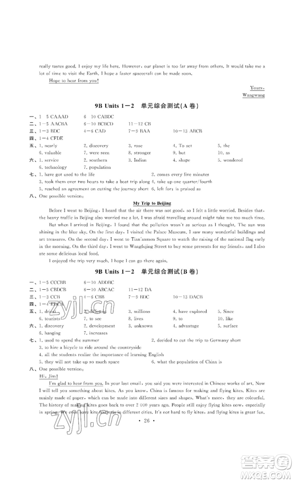 南京大學(xué)出版社2023創(chuàng)新優(yōu)化學(xué)案九年級(jí)英語(yǔ)下冊(cè)譯林版答案