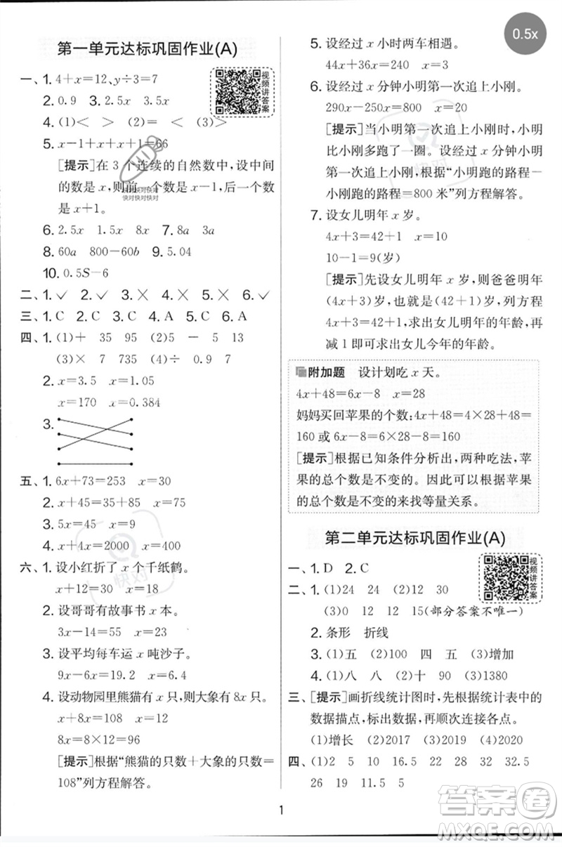 吉林教育出版社2023春實驗班提優(yōu)大考卷五年級數(shù)學下冊蘇教版參考答案