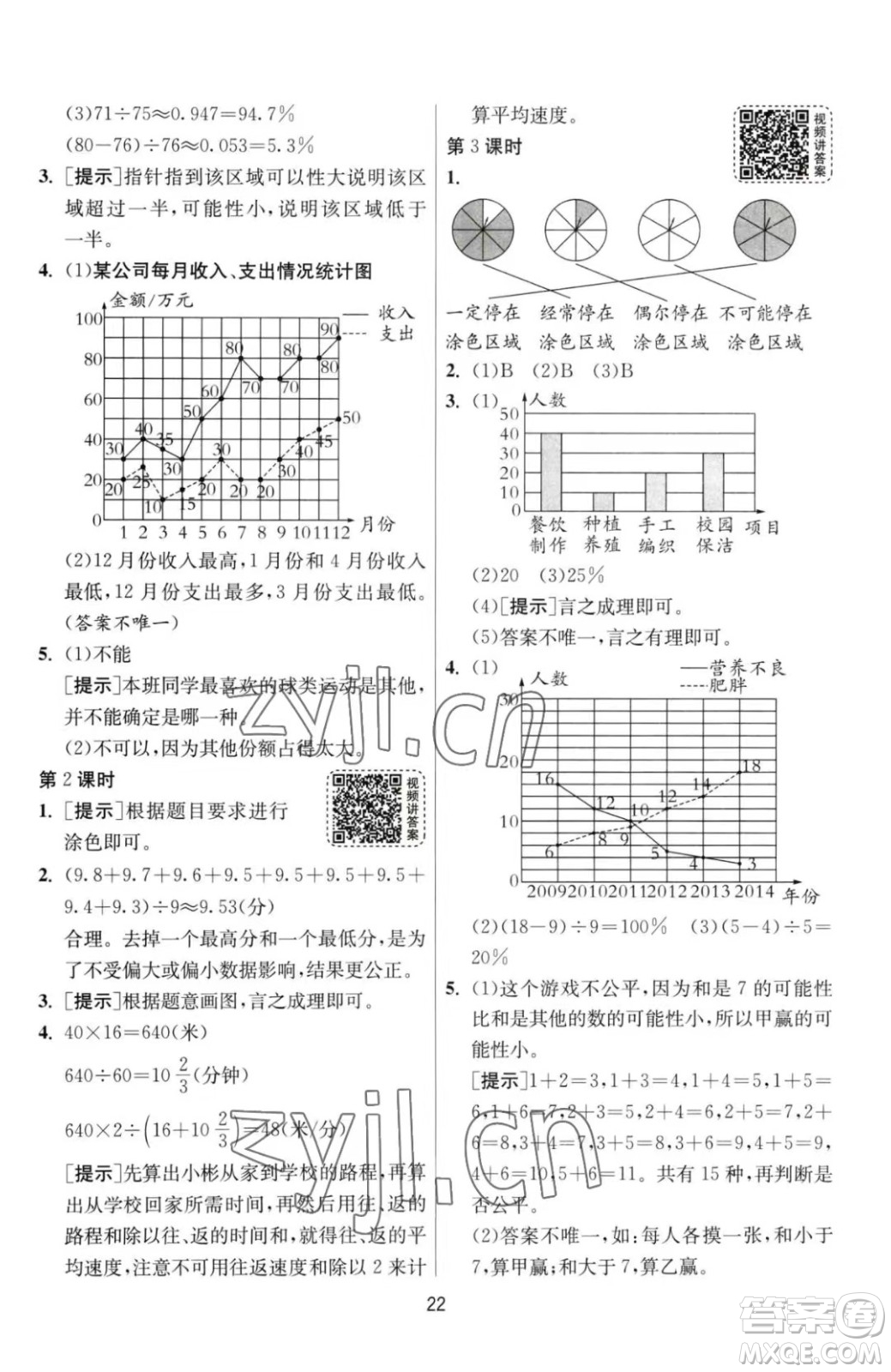 江蘇人民出版社2023春季1課3練單元達標測試六年級下冊數(shù)學(xué)人教版參考答案