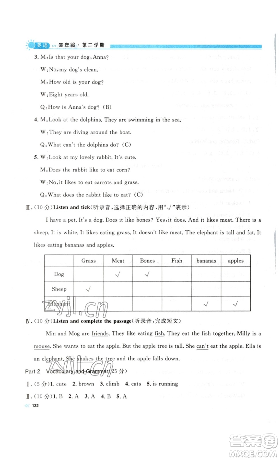 天津人民出版社2023鐘書金牌上海作業(yè)四年級(jí)英語下冊(cè)N版答案