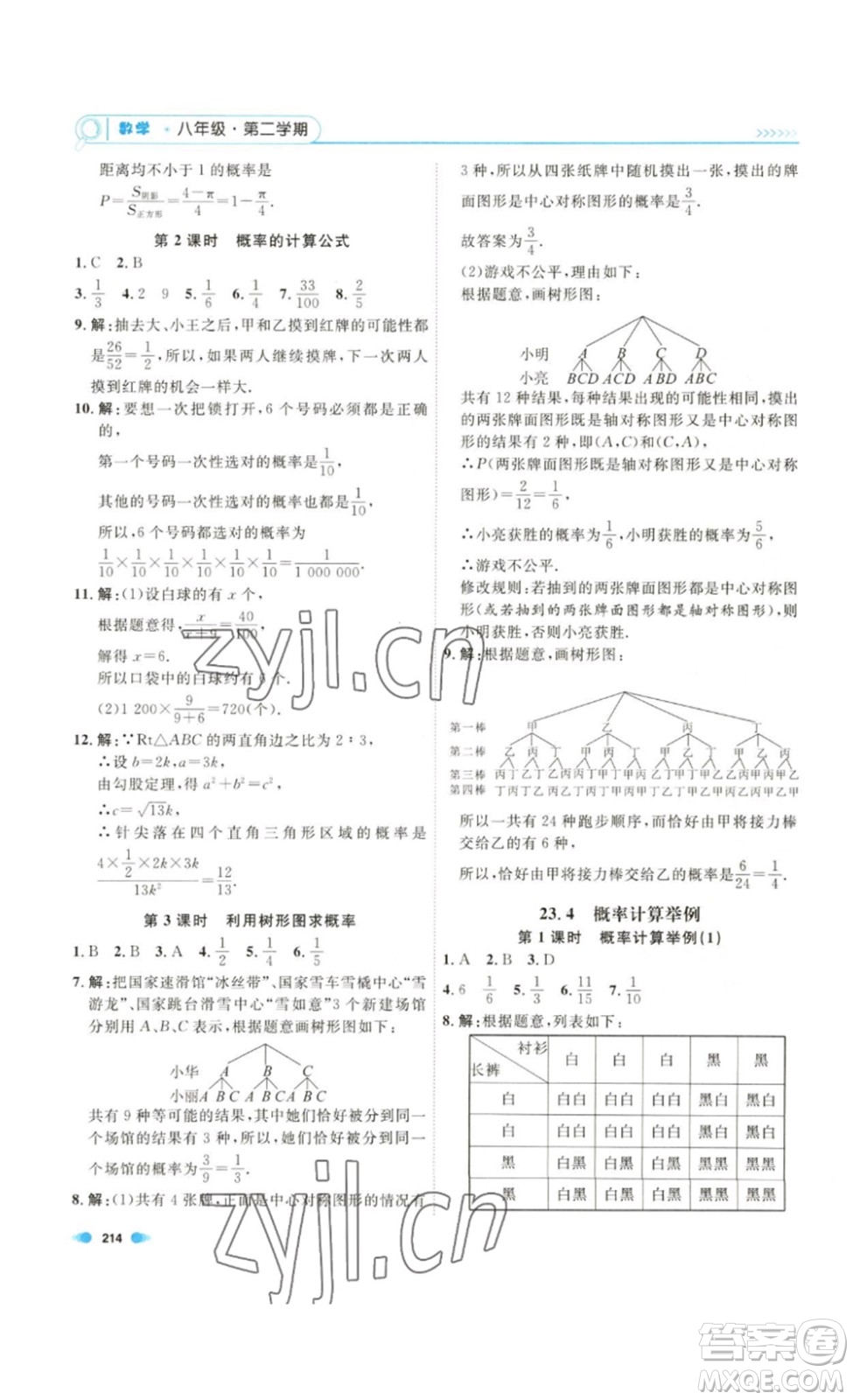 天津人民出版社2023鐘書金牌上海作業(yè)八年級數(shù)學(xué)下冊答案