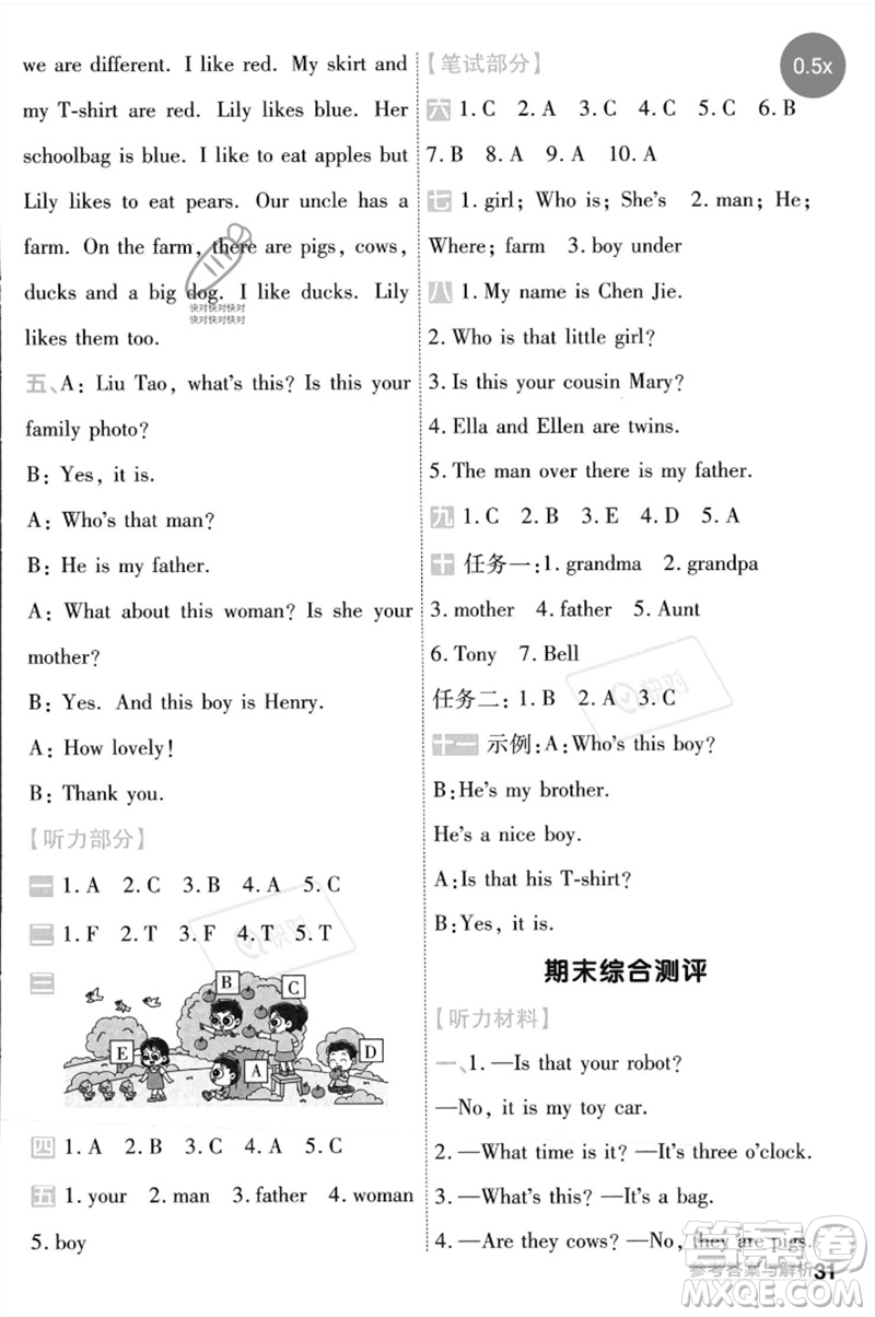 延邊教育出版社2023一遍過(guò)三年級(jí)英語(yǔ)下冊(cè)三起點(diǎn)譯林版參考答案