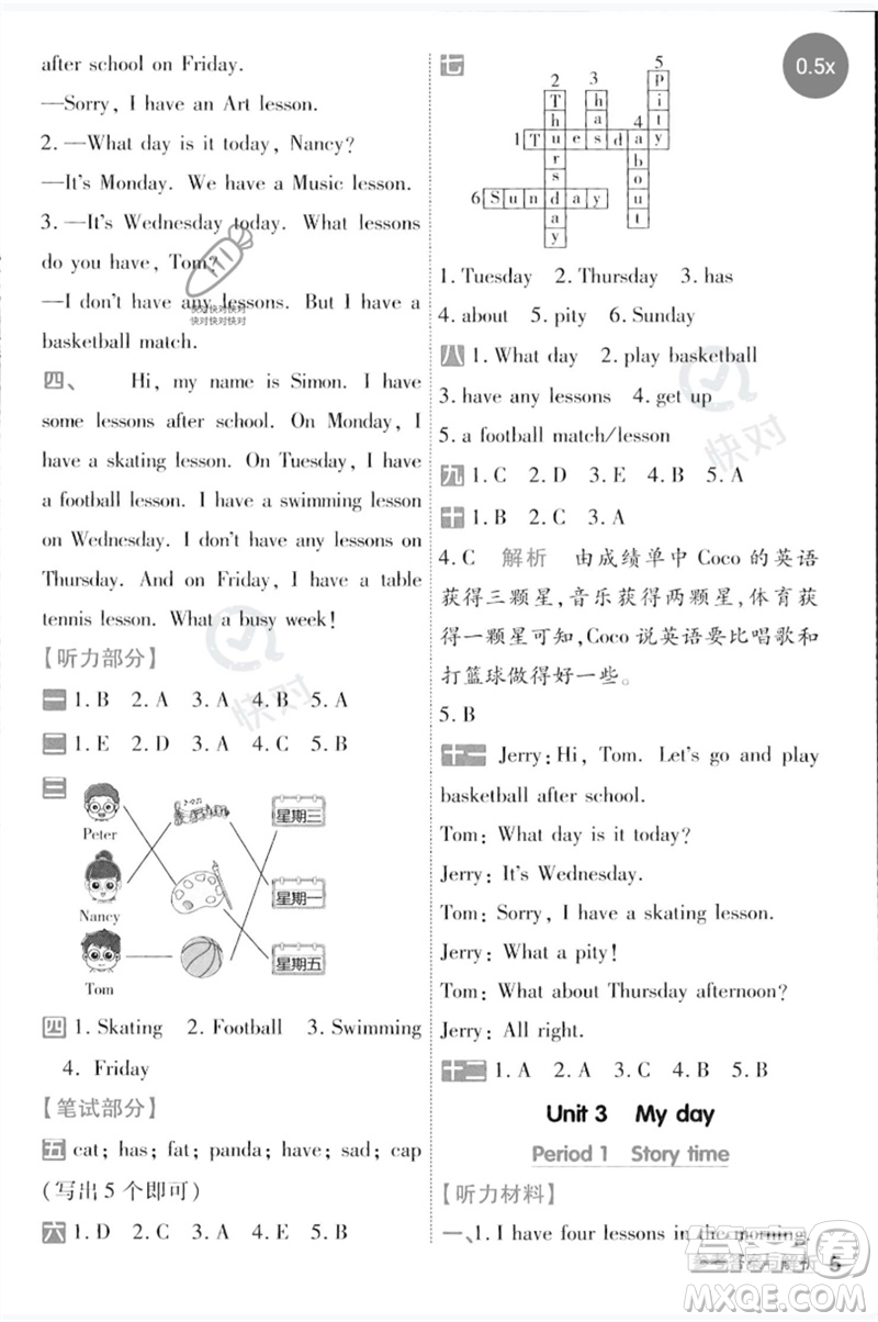 延邊教育出版社2023一遍過四年級(jí)英語下冊(cè)三起點(diǎn)譯林版參考答案