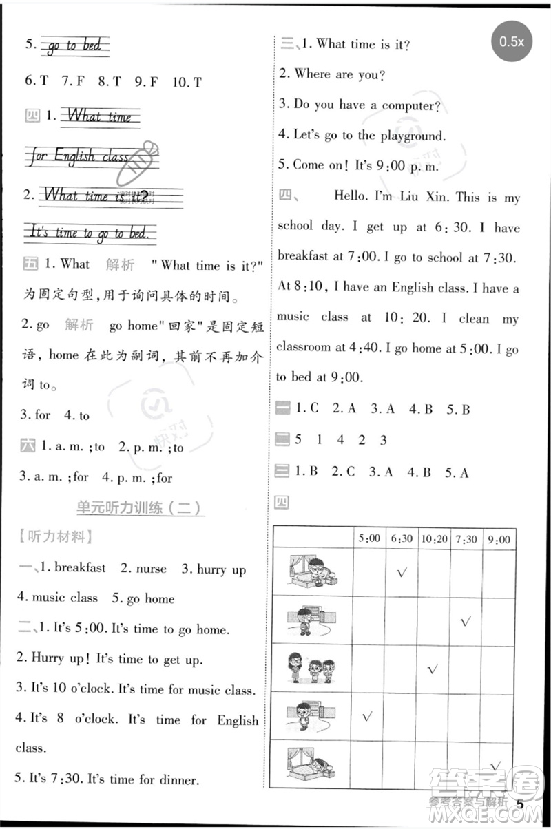 南京師范大學(xué)出版社2023一遍過(guò)四年級(jí)英語(yǔ)下冊(cè)三起點(diǎn)人教PEP版參考答案