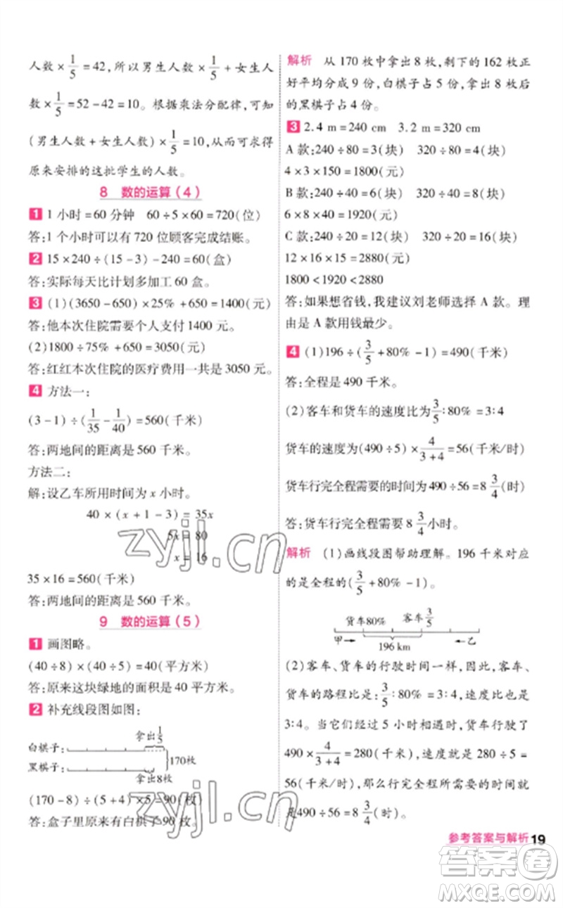 南京師范大學(xué)出版社2023一遍過六年級(jí)數(shù)學(xué)下冊(cè)蘇教版參考答案