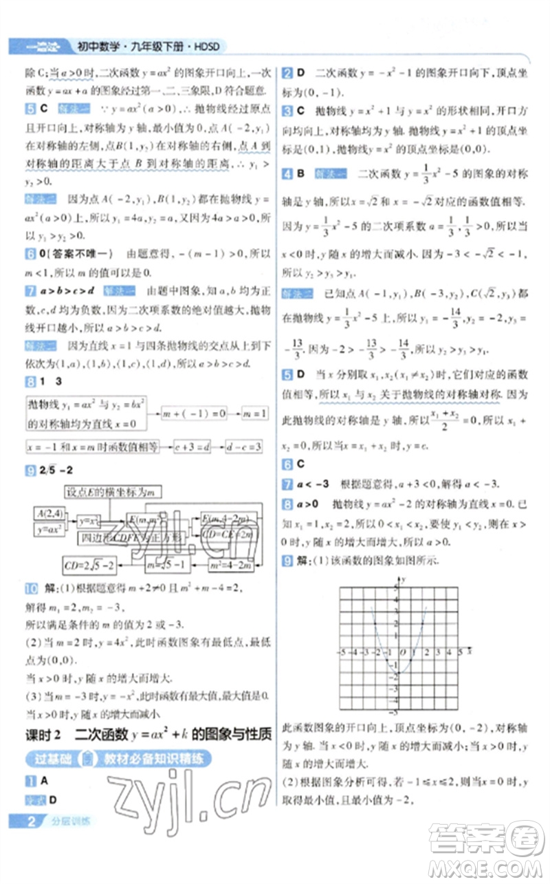 南京師范大學(xué)出版社2023一遍過九年級數(shù)學(xué)下冊華東師大版參考答案