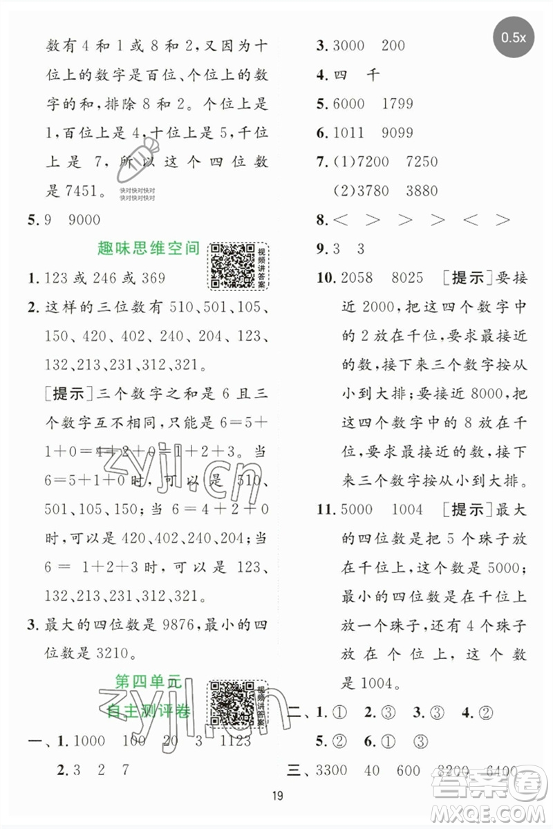 江蘇人民出版社2023實(shí)驗(yàn)班提優(yōu)訓(xùn)練二年級(jí)數(shù)學(xué)下冊蘇教版參考答案