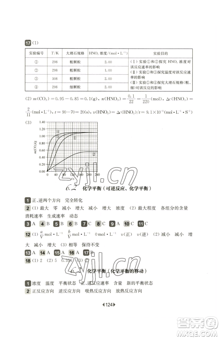 華東師范大學(xué)出版社2023華東師大版一課一練高中一年級(jí)下冊化學(xué)滬教版參考答案