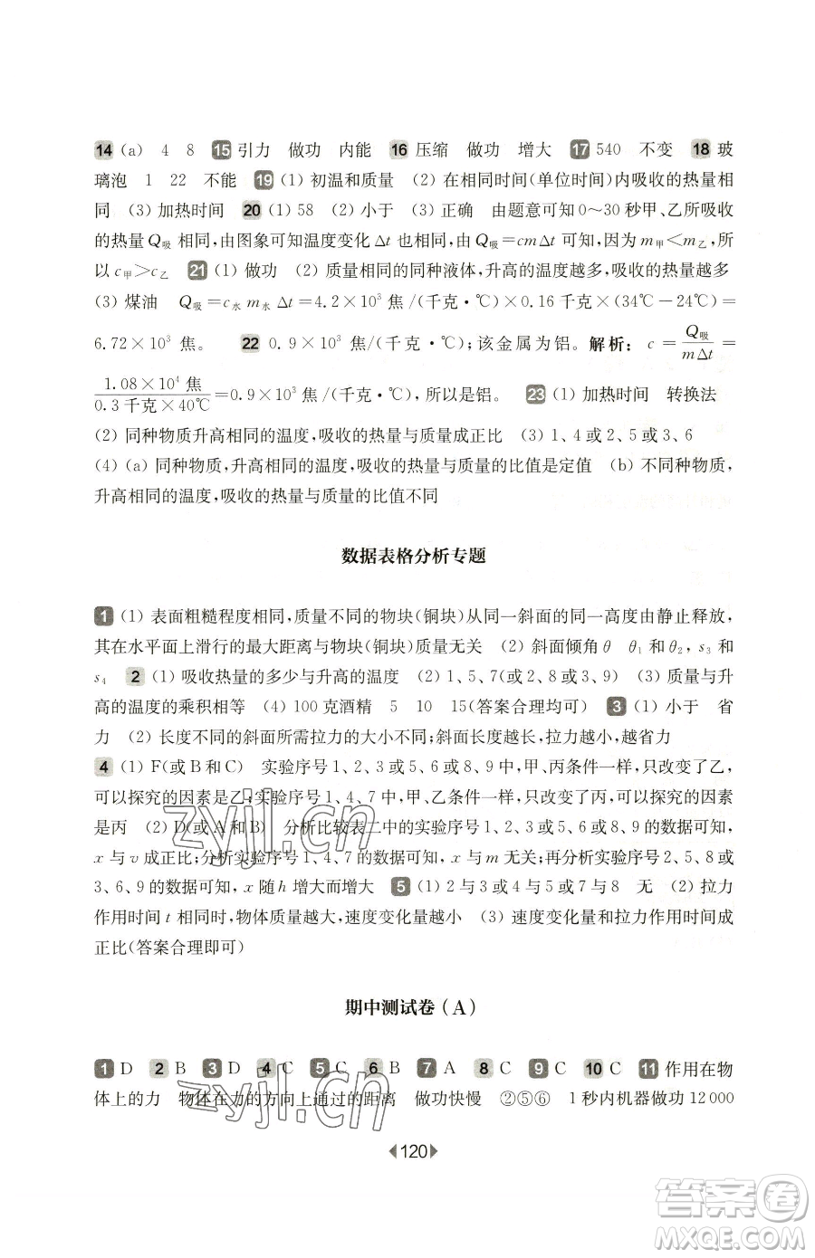 華東師范大學(xué)出版社2023華東師大版一課一練八年級(jí)下冊(cè)物理滬教版增強(qiáng)版參考答案