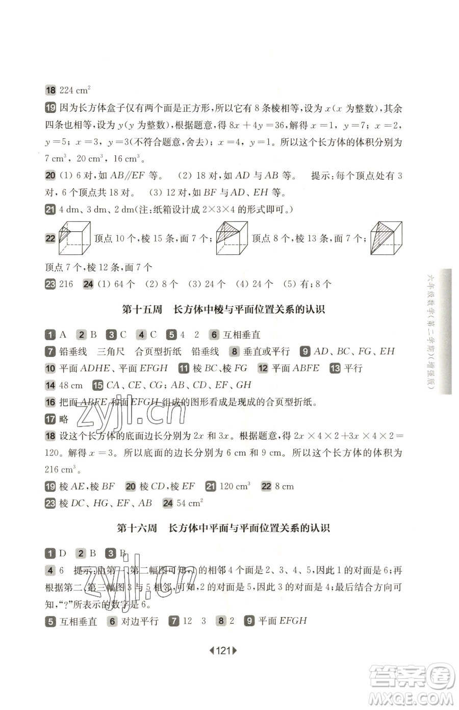 華東師范大學(xué)出版社2023華東師大版一課一練六年級下冊數(shù)學(xué)滬教版增強(qiáng)版五四制參考答案